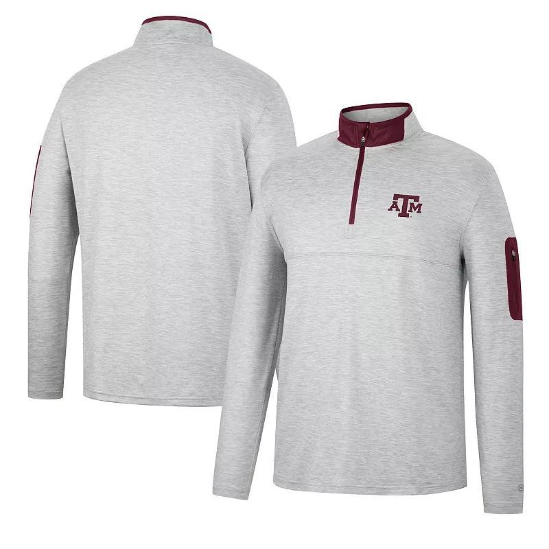 Men's Colosseum Heathered Gray/Maroon Texas A&M Aggies Country Club Windshirt Quarter-Zip Jacket, Size: Large, Grey Product Image