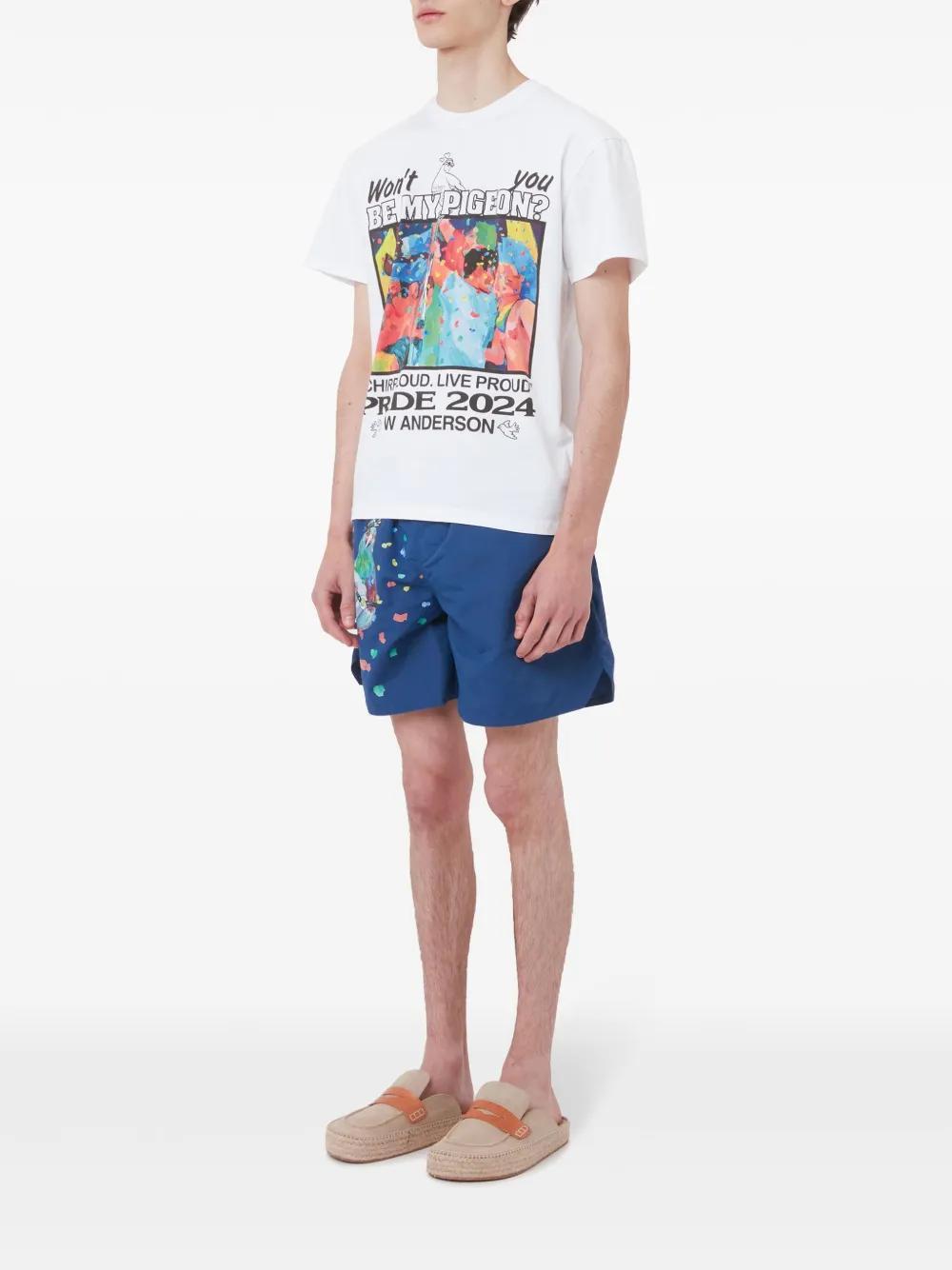 JW ANDERSON Graphic-print Organic-cotton T-shirt In White/multi Product Image