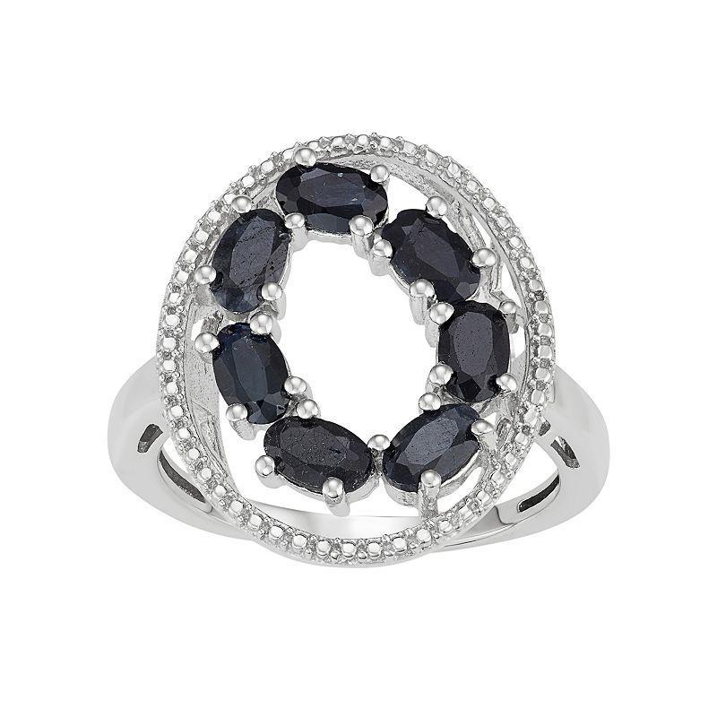 Jewelexcess Sterling Silver Black Sapphire Oval Ring, Womens Product Image