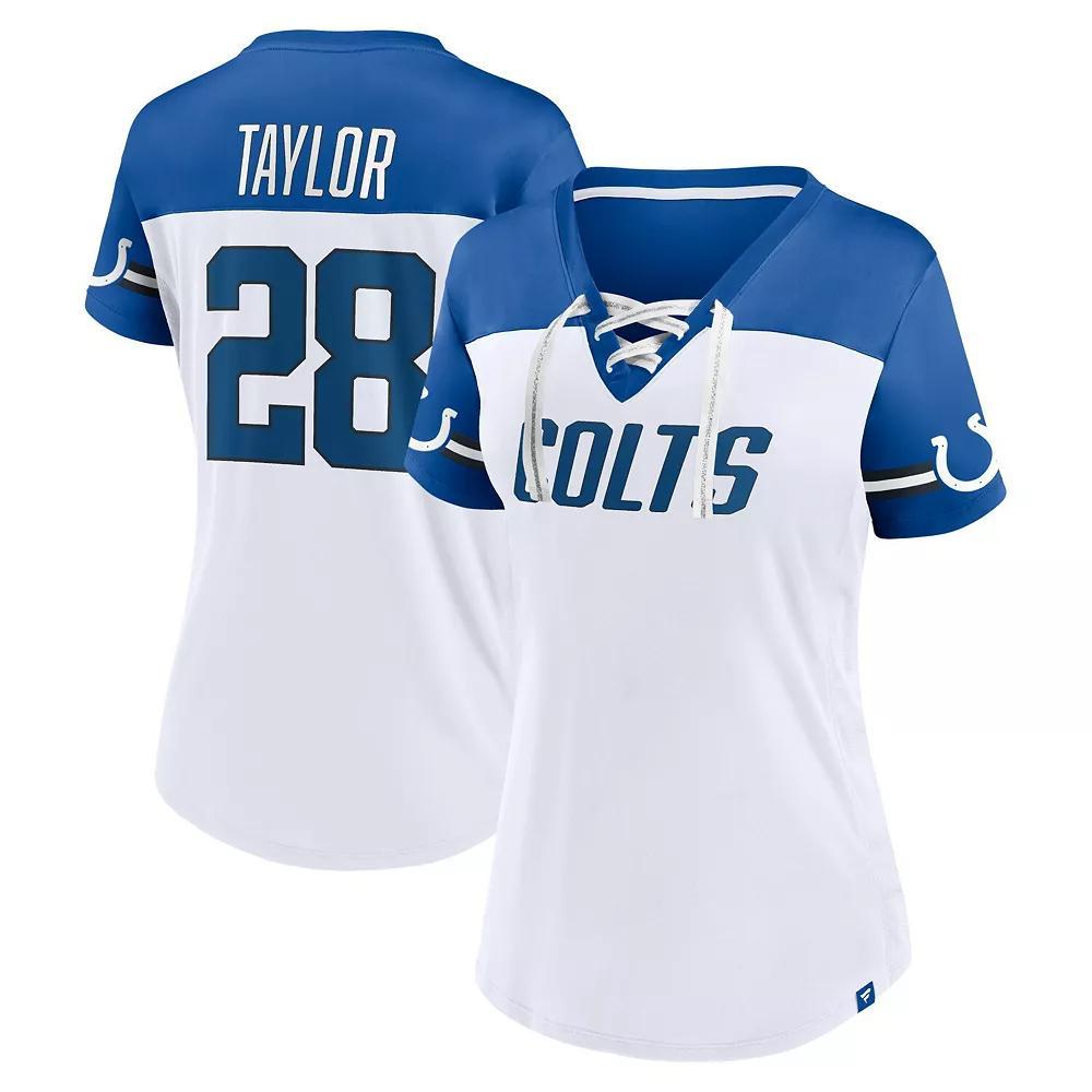Women's Fanatics Branded Jonathan Taylor White Indianapolis Colts Athena Name & Number V-Neck Top,  Product Image