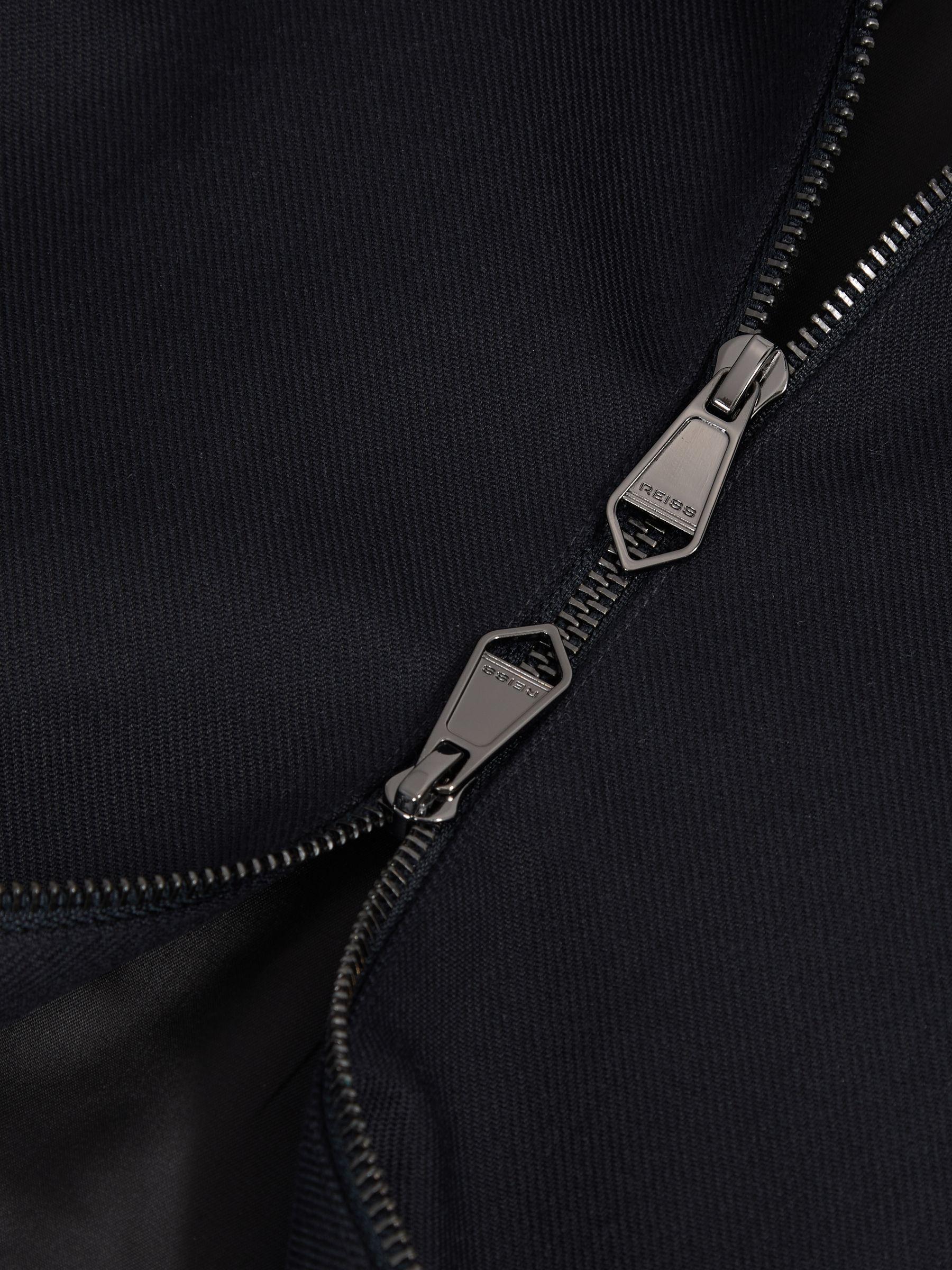 Lyocell-Cotton Zip-Through Twill Jacket in Navy Product Image