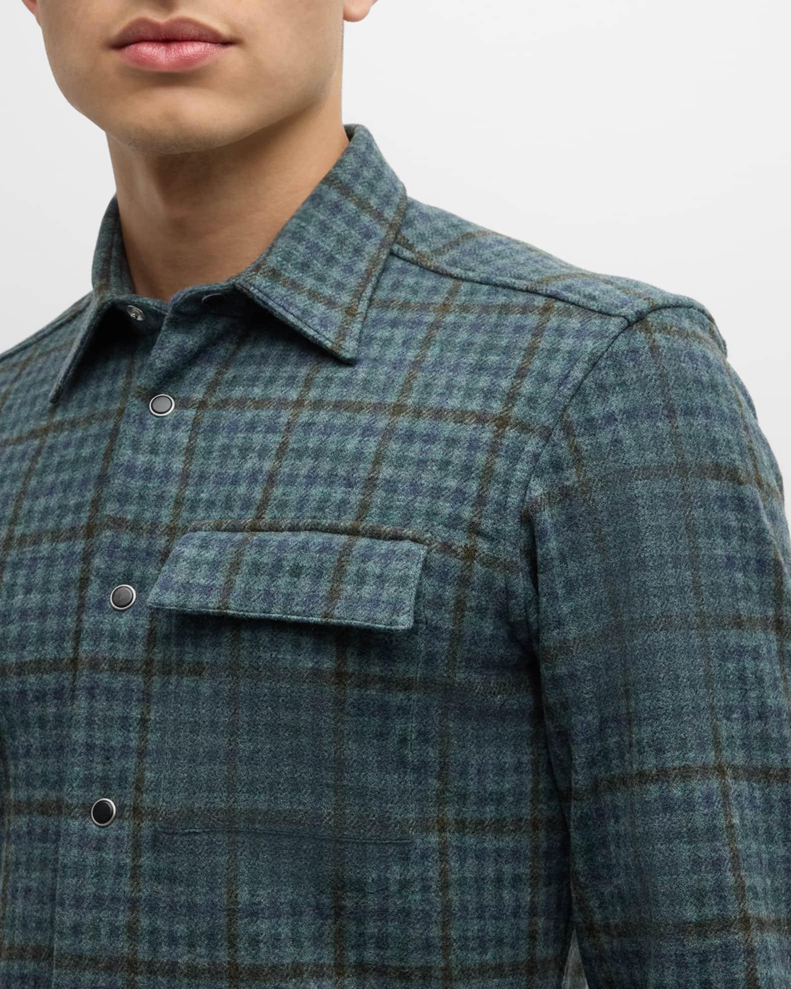 Men's Check Casual Button-Down Shirt Product Image