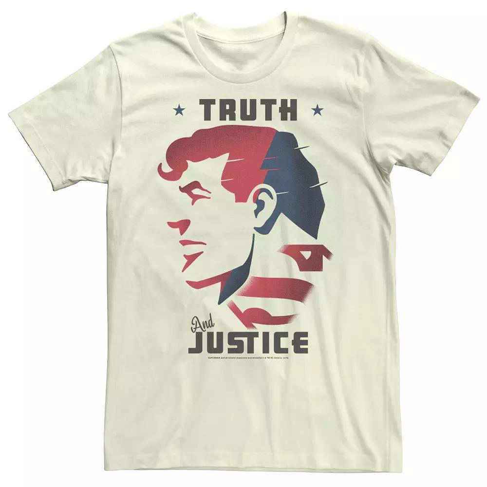 Men's DC Comics Superman Truth And Justice Head Shot Graphic Tee, Size: 3XL, Natural Product Image
