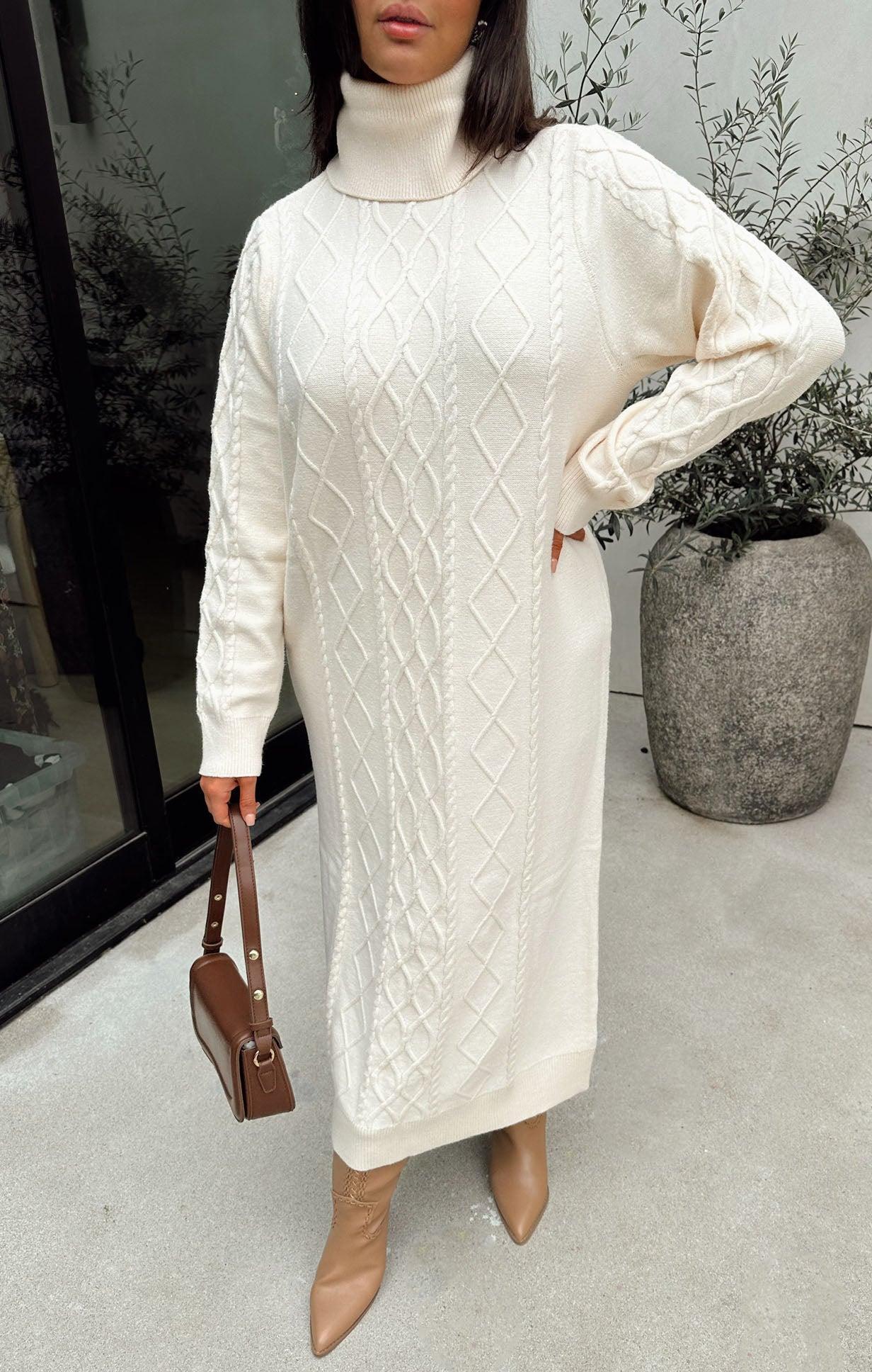 Montreal Midi Dress ~ Cream Cable Knit Product Image