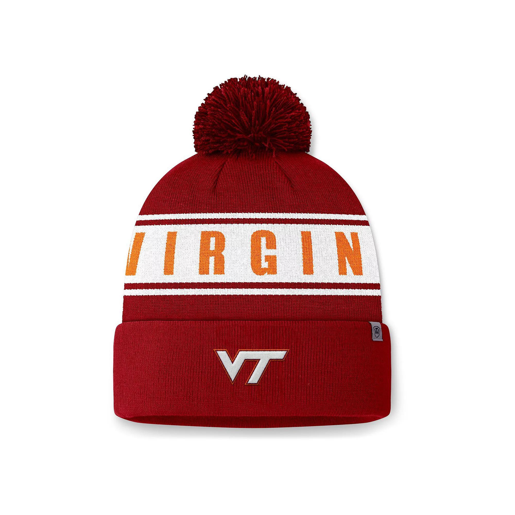 Mens Top of the World Maroon Virginia Tech Hokies Slash Cuffed Knit Hat with Pom Product Image
