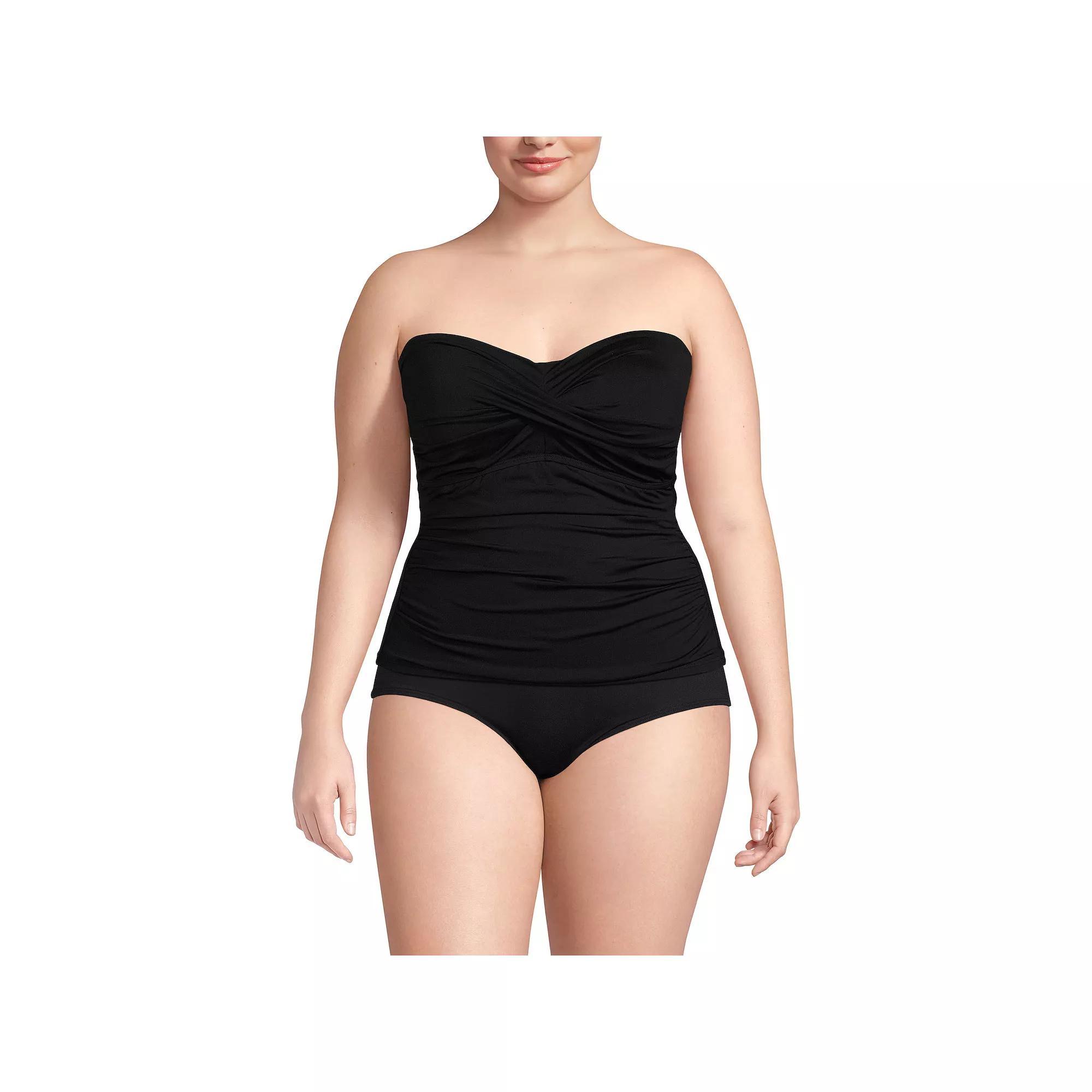 Plus Size Lands' End Chlorine Resistant Bandeau Tankini Swimsuit Top, Women's, Size: 26 W, Black Product Image