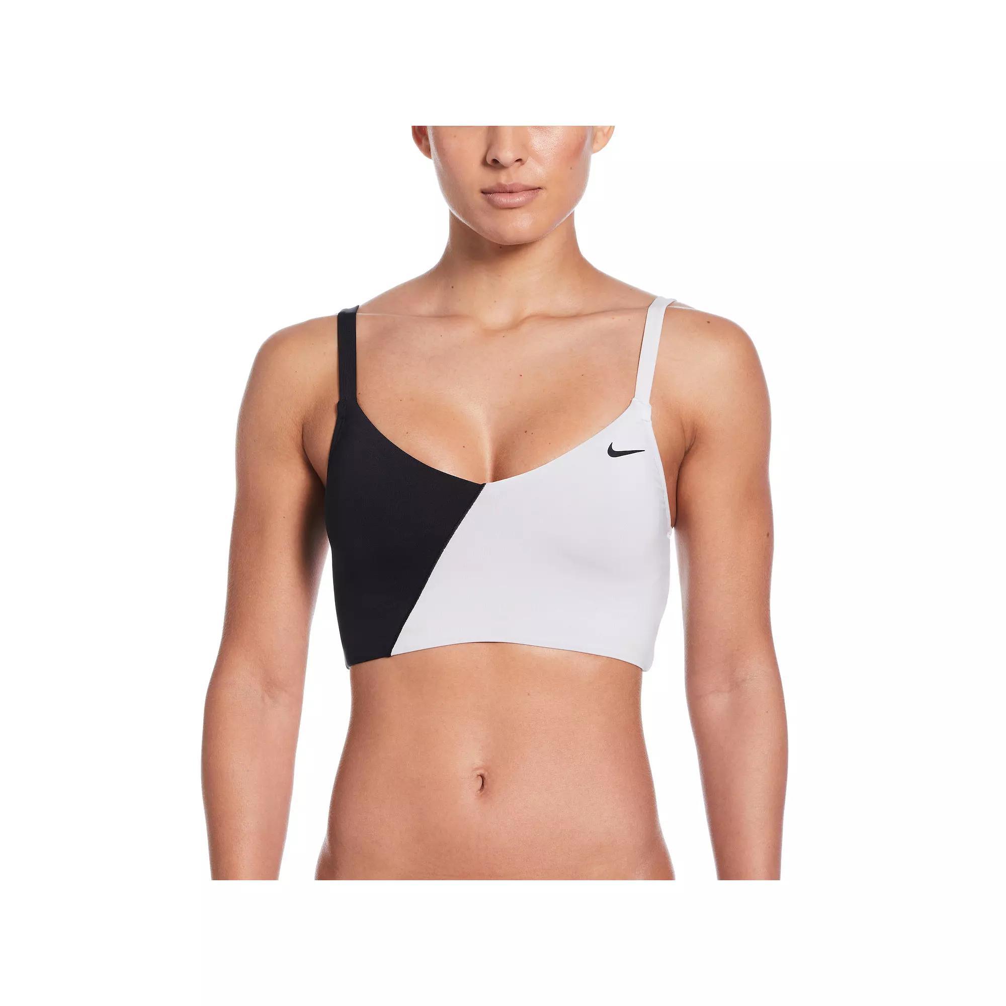 Women's Nike Color Block V-Neck Midkini Swim Top,  Product Image