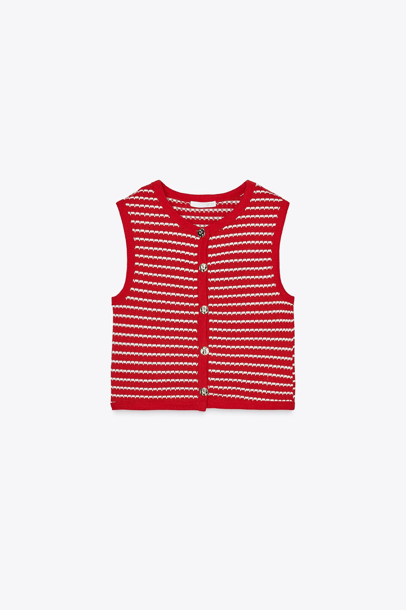 BUTTONED JACQUARD VEST TOP Product Image