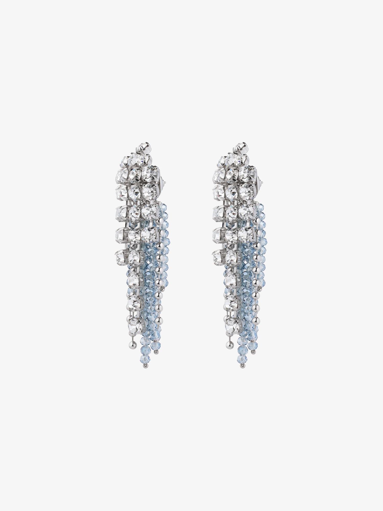 Crystal Bow earrings in metal with crystals and pearls Product Image