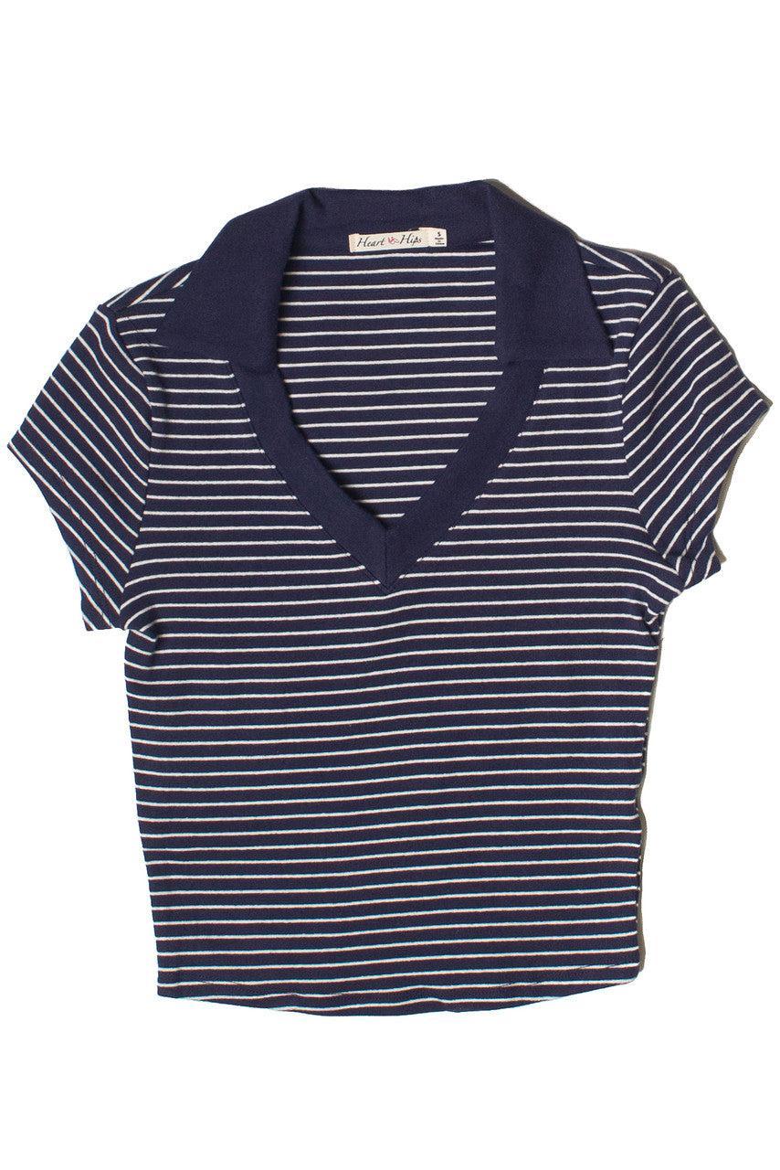 Striped Crop Polo Tee Product Image