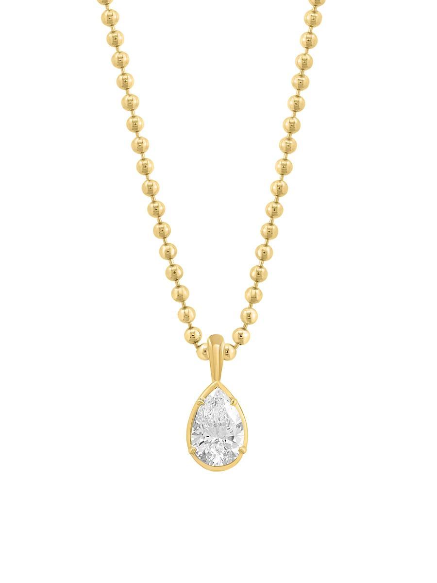 Womens 14K Yellow Gold & 2.0 TCW Pear-Cut Lab-Grown Diamond Necklace Product Image