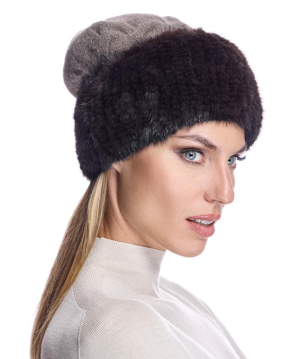 Wool Hat With Knitted Mink trim Product Image