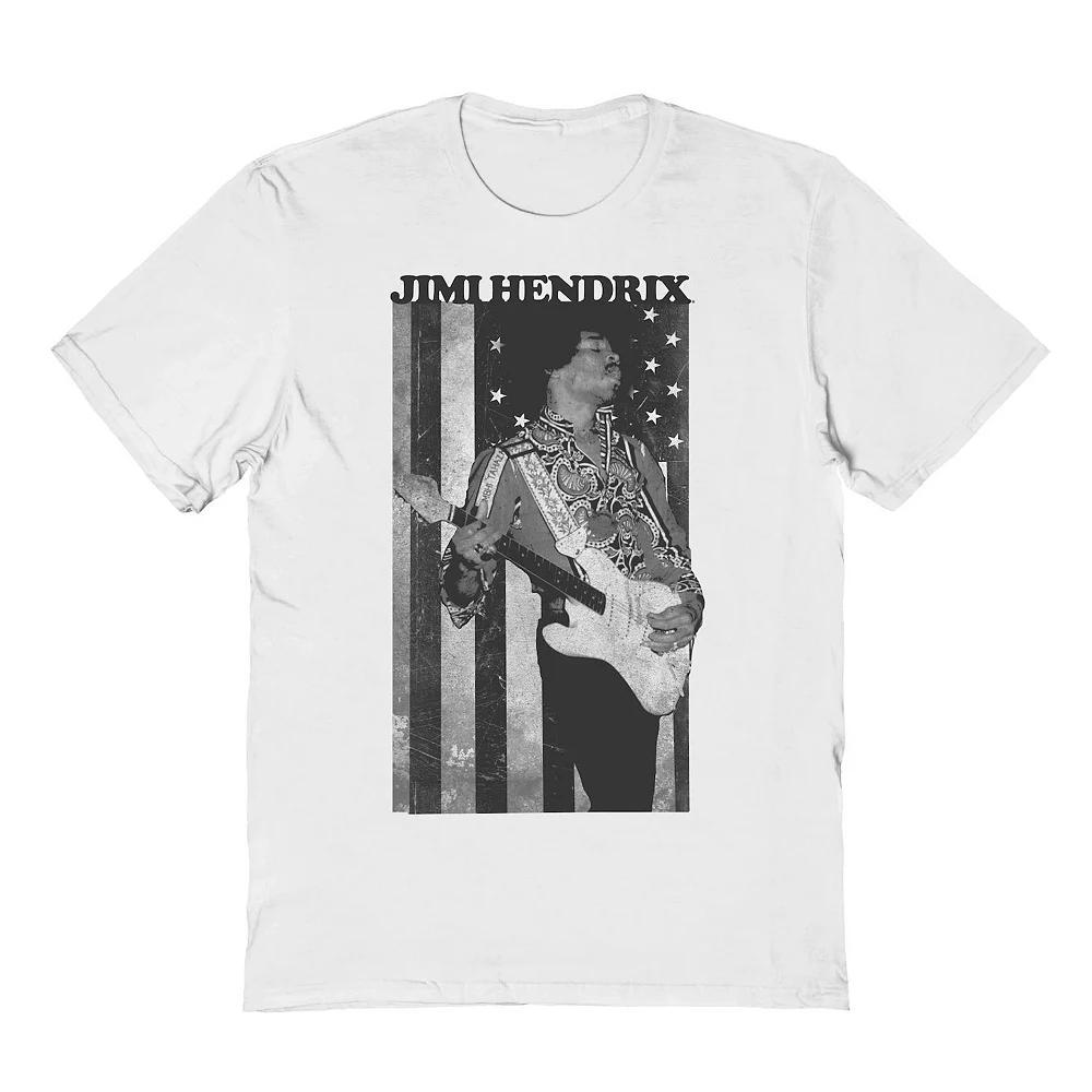 Men's Jimi Hendrix Flag Graphic Tee, Size: Large, White Product Image