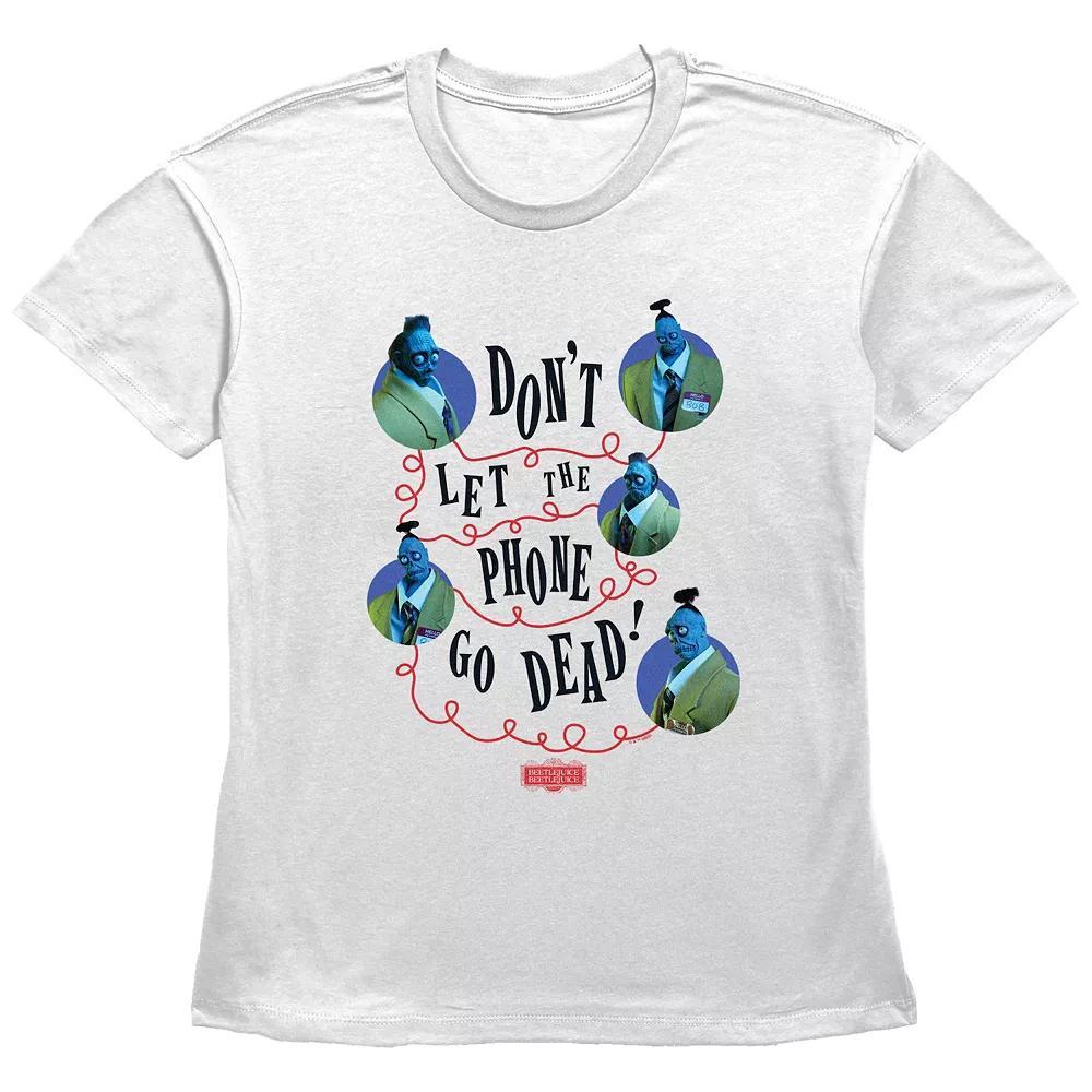 Women's Beetlejuice 2 Don't Let The Phone Go Dead Graphic Tee, Size: XL, White Product Image