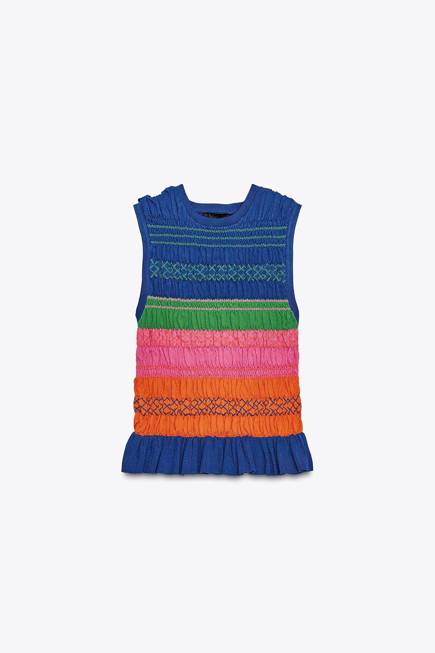 SMOCKED KNIT TOP Product Image
