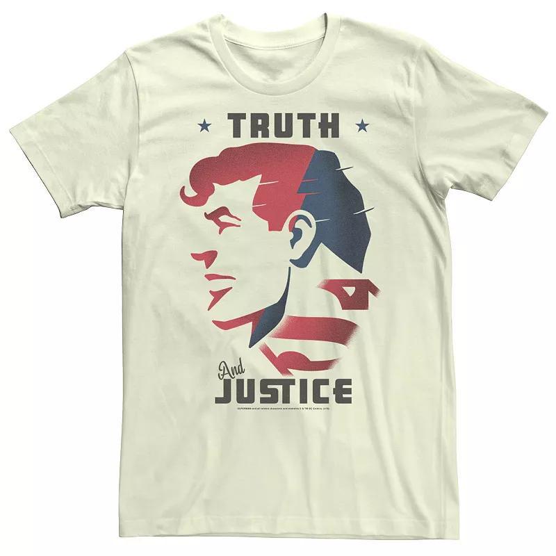Men's DC Comics Superman Truth And Justice Head Shot Graphic Tee, Size: 3XL, Natural Product Image