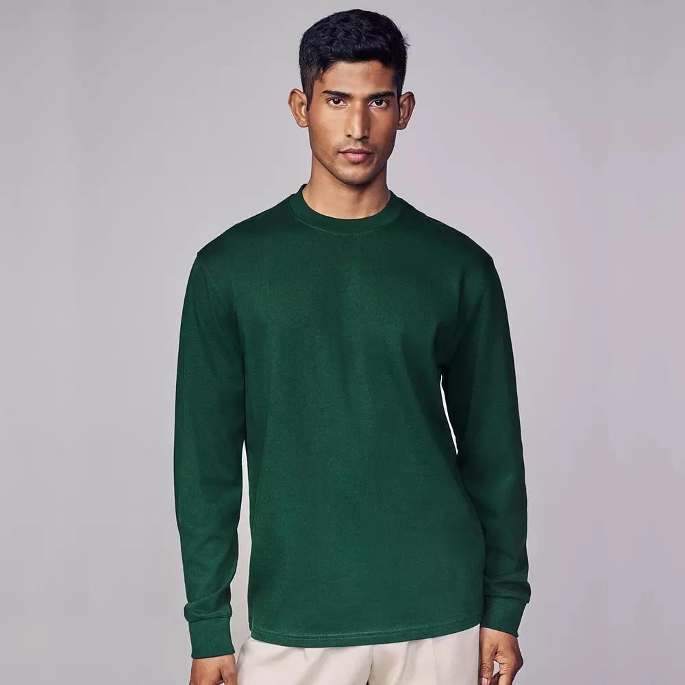 Men's NEXT Green Relaxed Fit Long Sleeve Heavyweight 100% Cotton T-Shirt, Size: Large Product Image