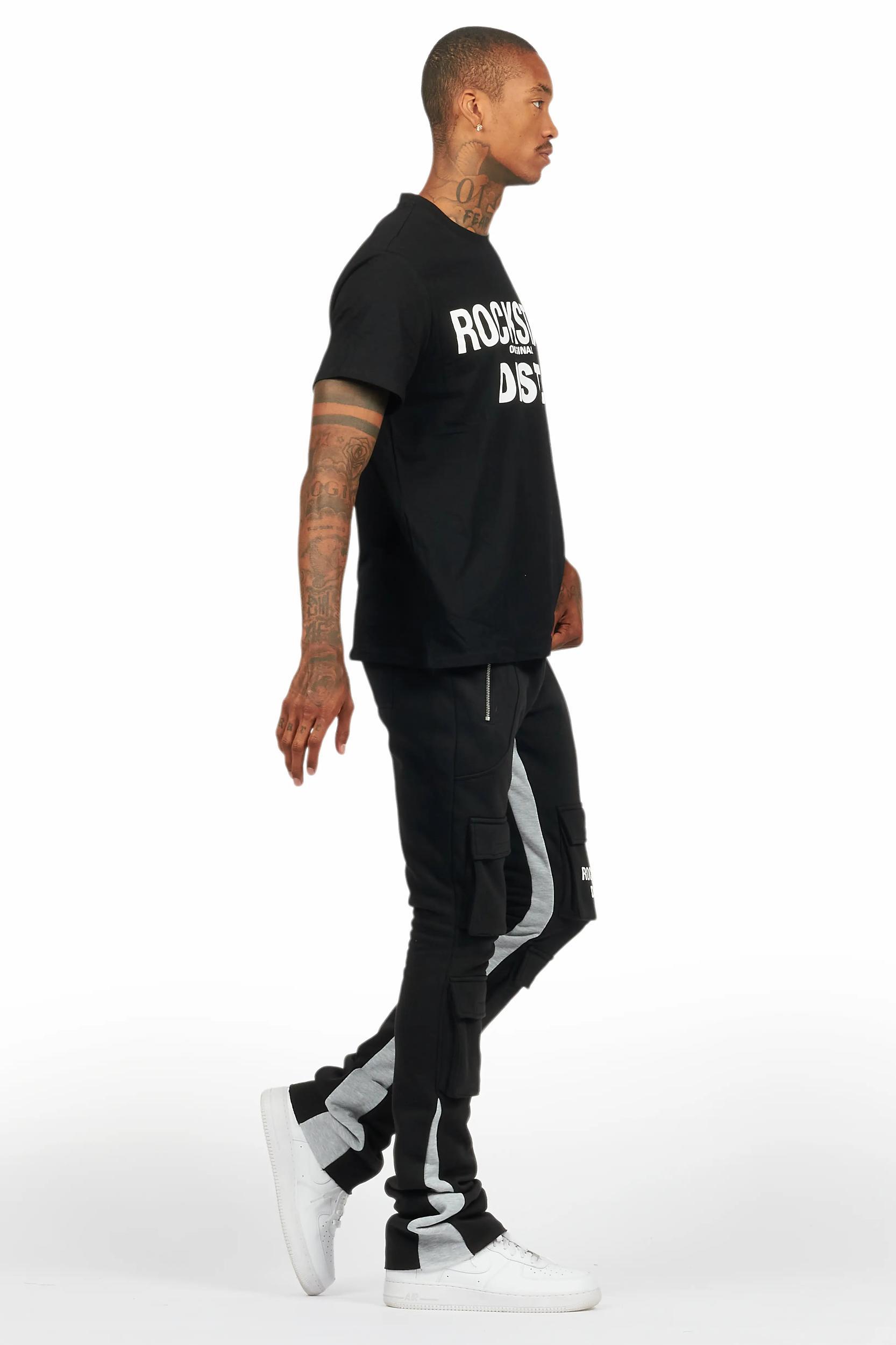 Antoon Black T-Shirt/Stacked Flare Track Set Male Product Image