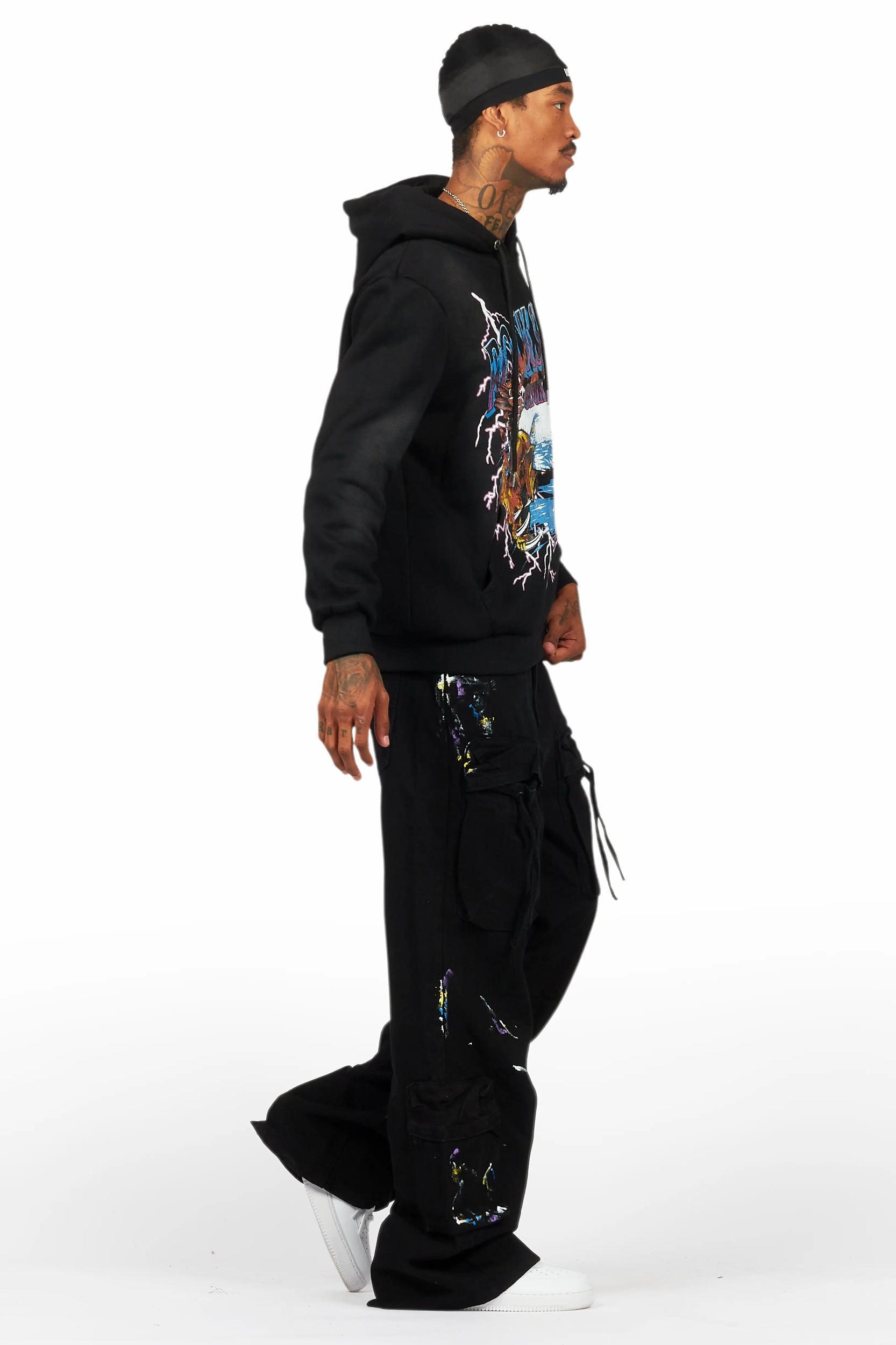 Darken Black Hoodie/Baggy Fit Cargo Jean Set Male Product Image