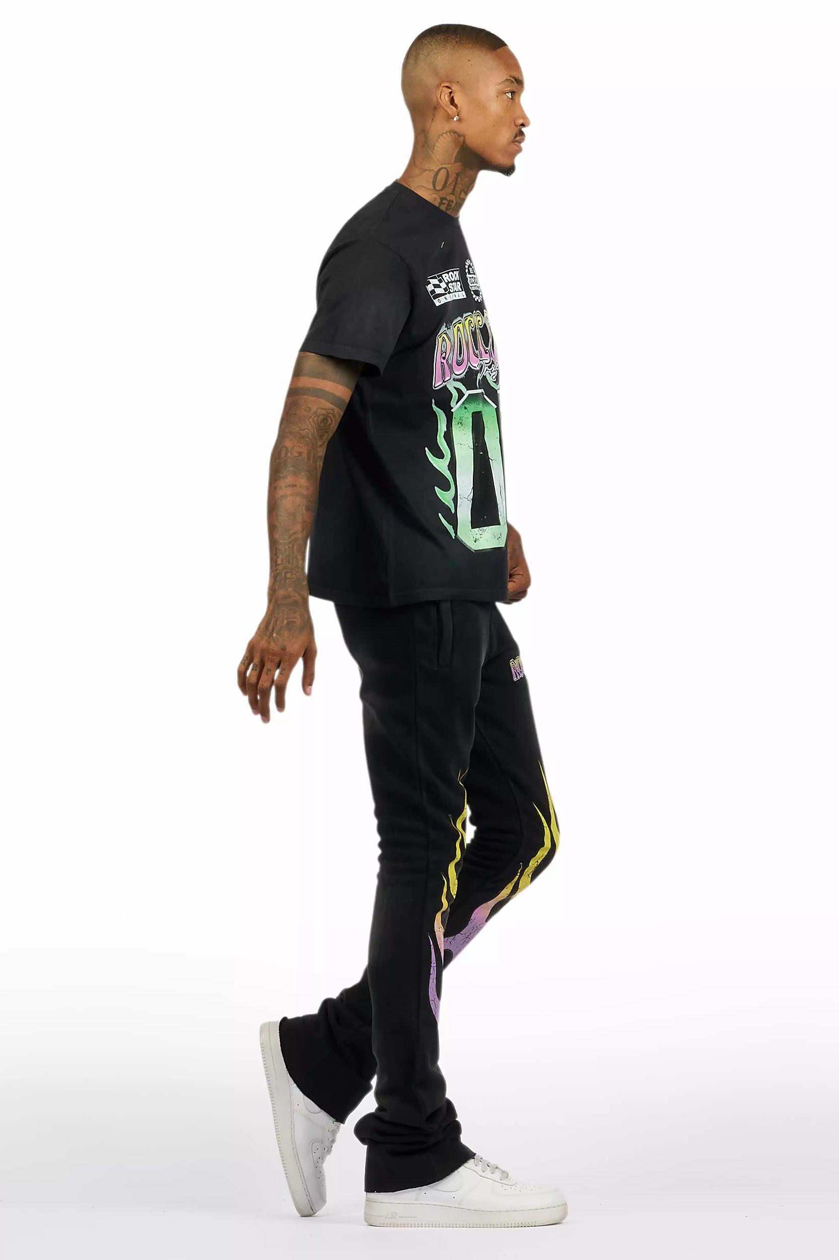 Quito Black T-Shirt/Stacked Flare Track Set Male Product Image