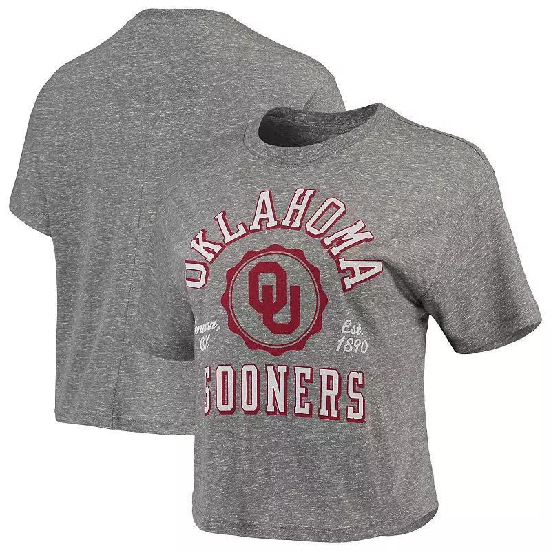 Women's Pressbox Gray Oklahoma Sooners Bishop Tri-Blend Knobi Crop T-Shirt, Size: Small, Grey Product Image