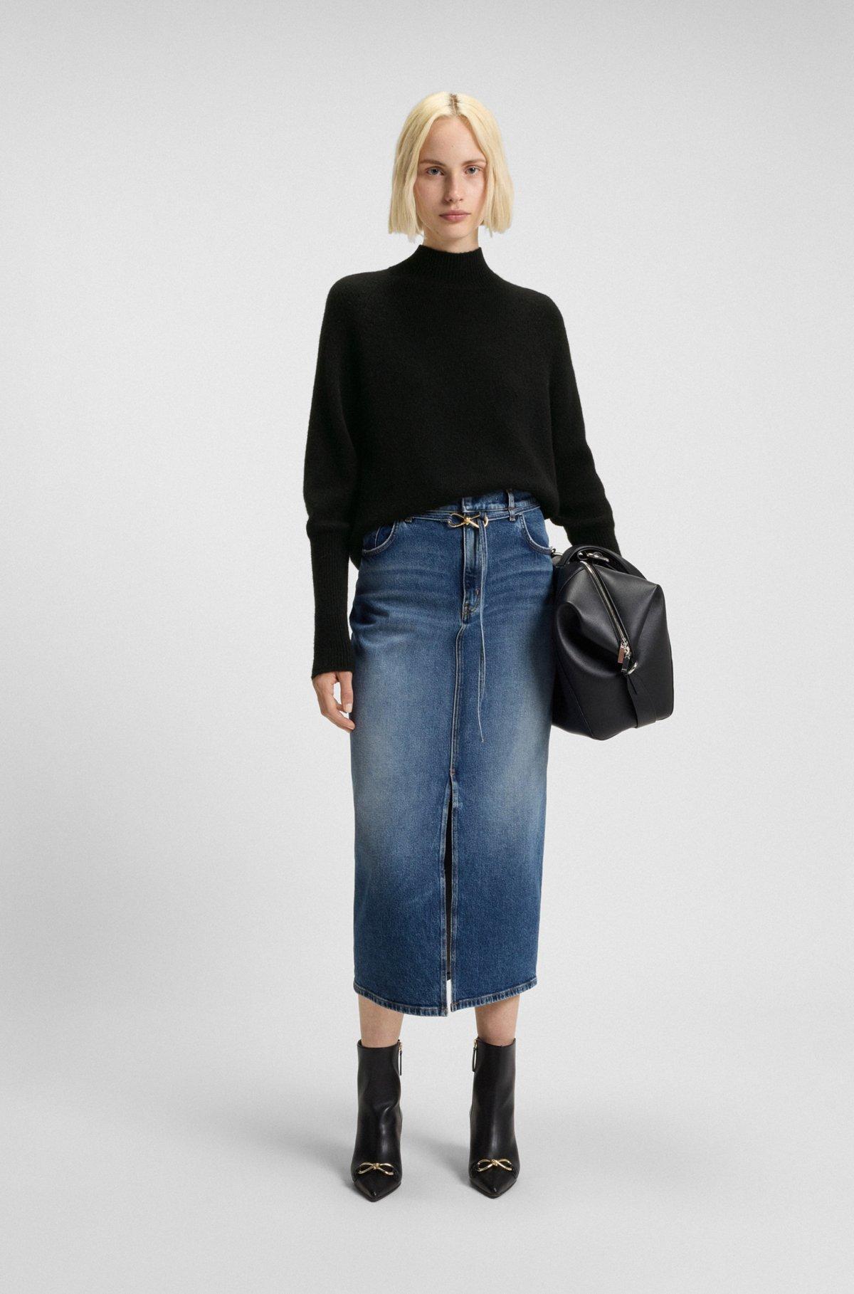 Relaxed-fit mock-neck sweater in a wool blend Product Image