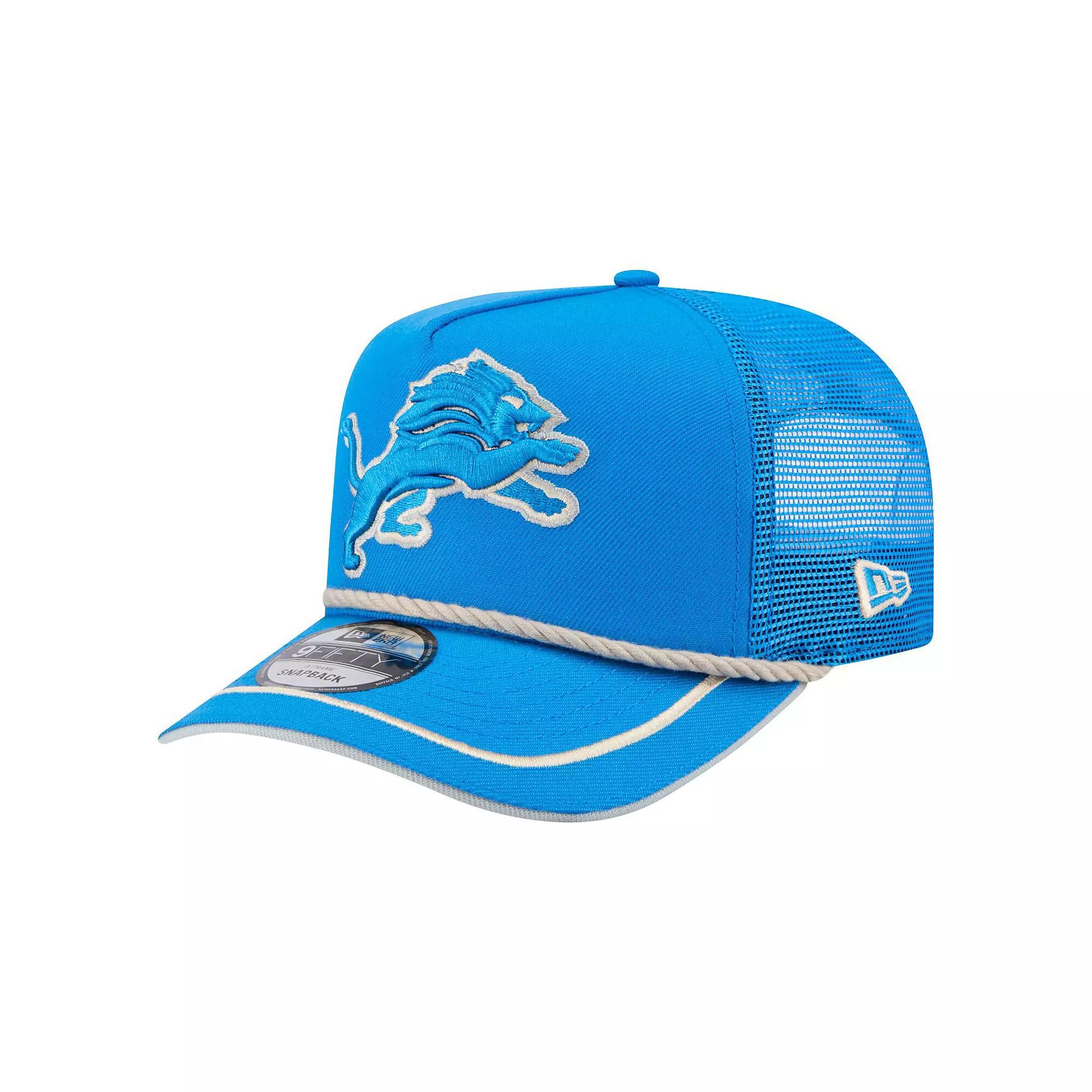 Men's New Era Blue Detroit Lions Vintage Team Rope A-Frame Trucker 9FIFTY Snapback Hat Product Image
