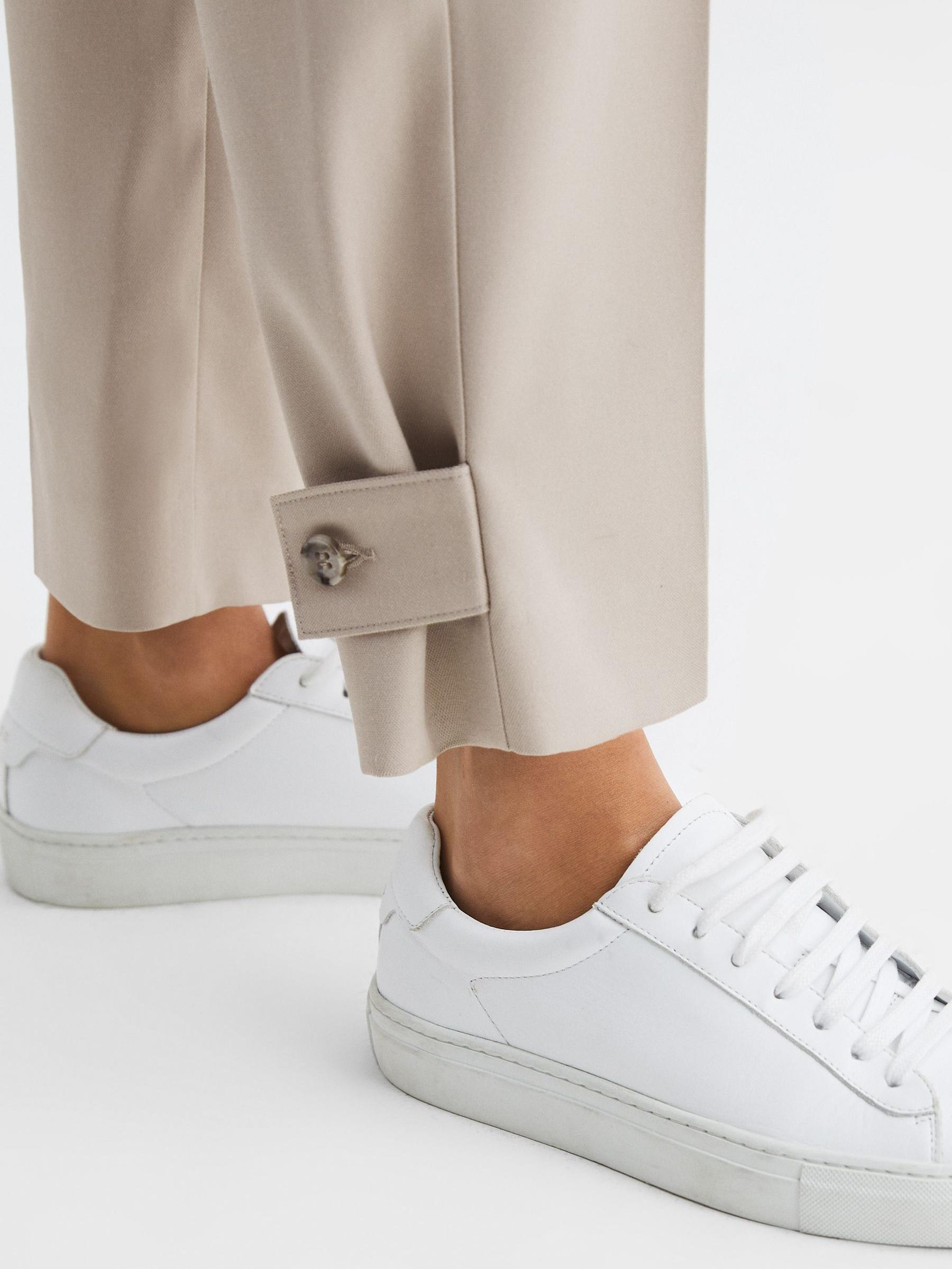 High Rise Cropped Tapered Trousers in Stone Product Image