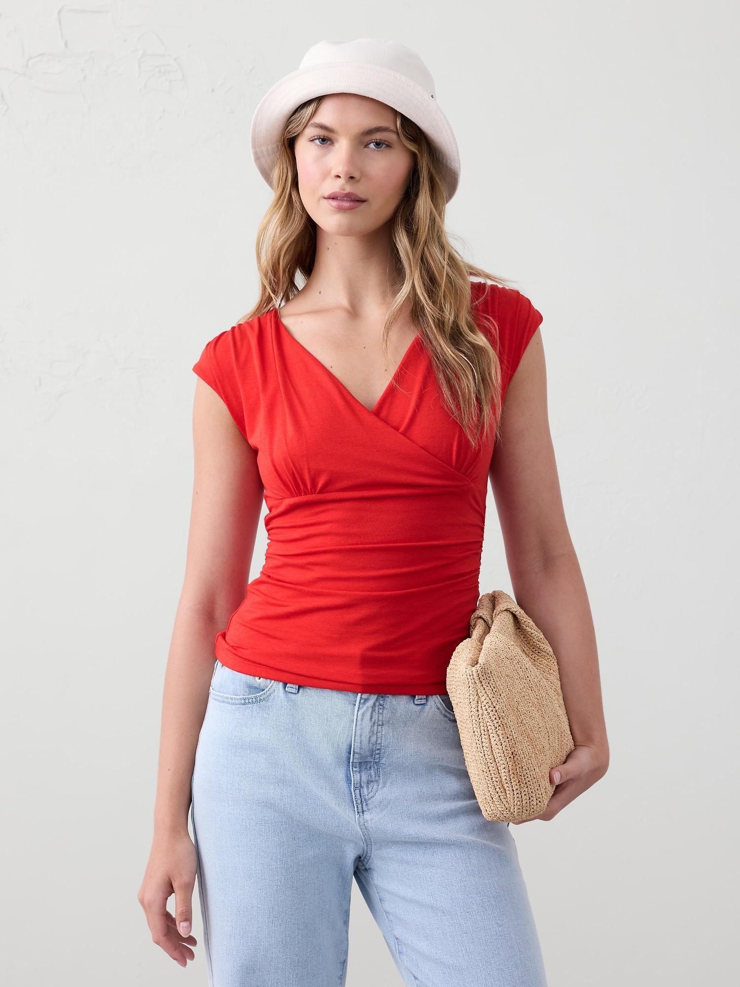 Crossover Front Shirred Top Product Image