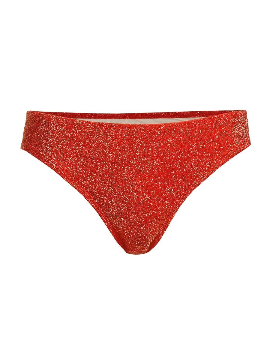 Womens Metallic Mid-Rise Bikini Bottom Product Image