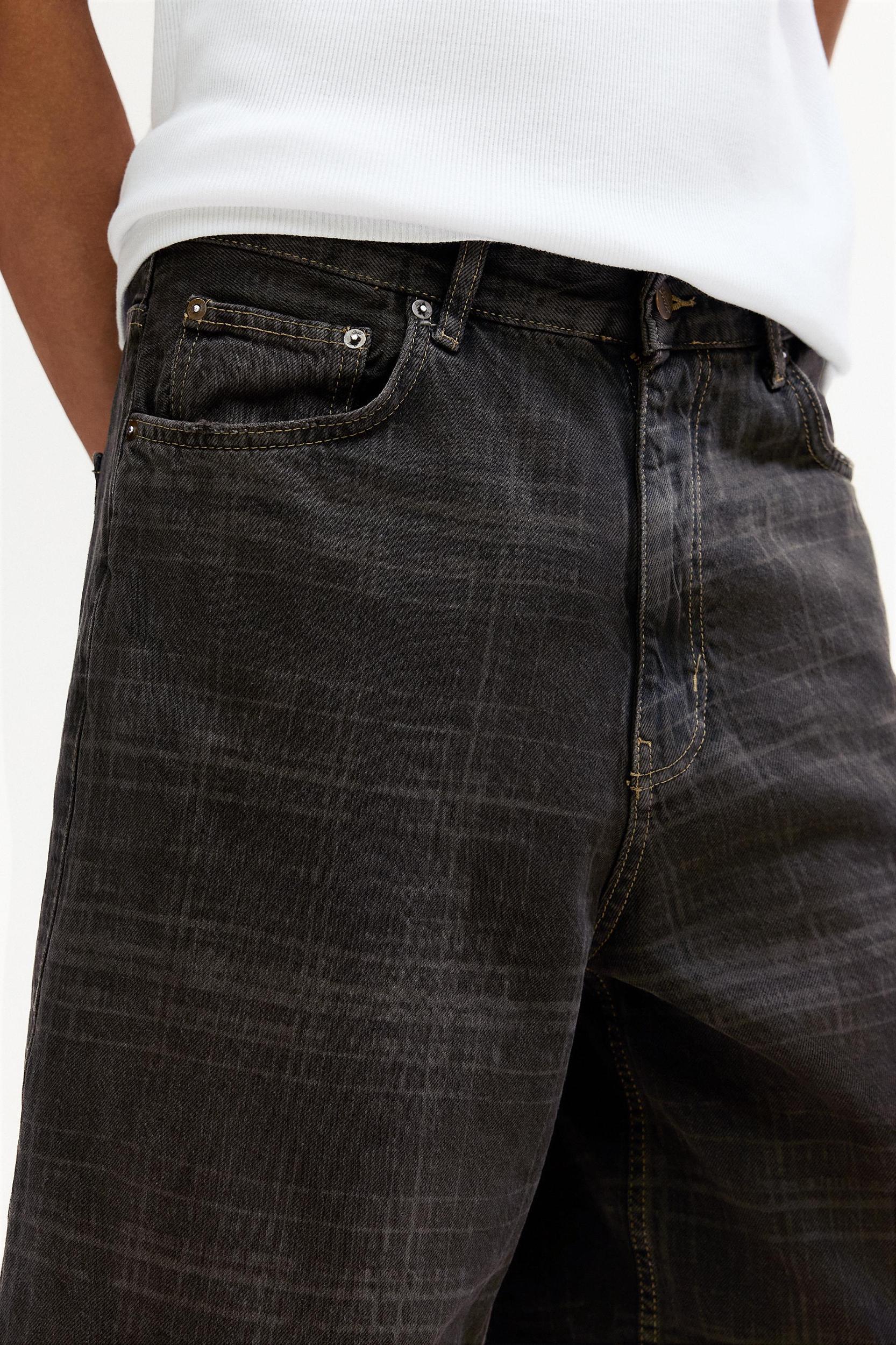 Checked skater denim Bermuda shorts Product Image
