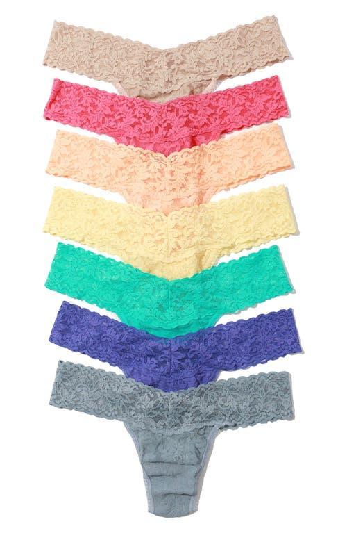 Hanky Panky Signature Lace Petite Thong 7 Day-Pack (Chai Sugar Rush Pink Apricot Crush Orange Buttercup Seafoam Blue) Women's Underwear Product Image