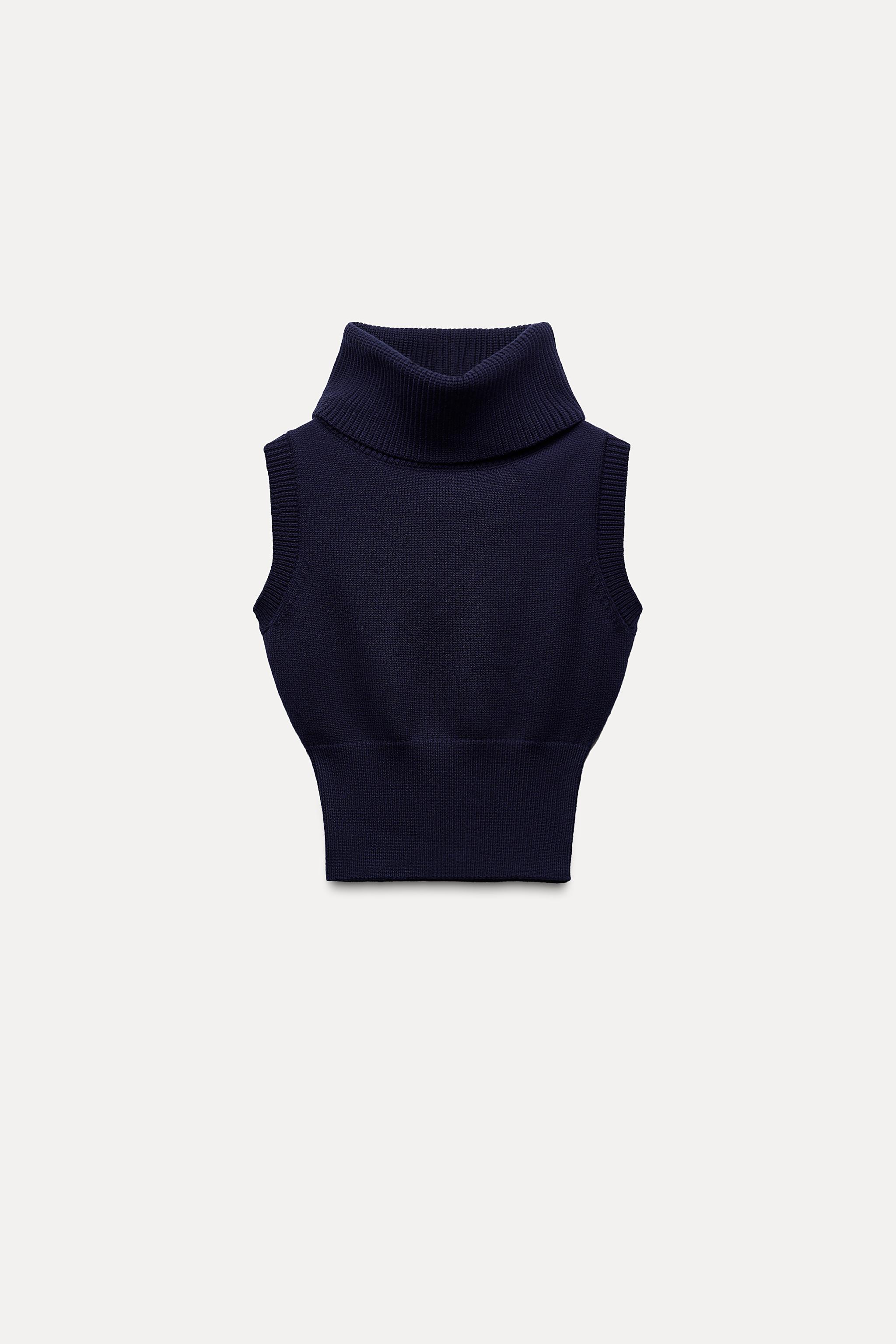 HIGH COLLAR KNIT SWEATER VEST Product Image