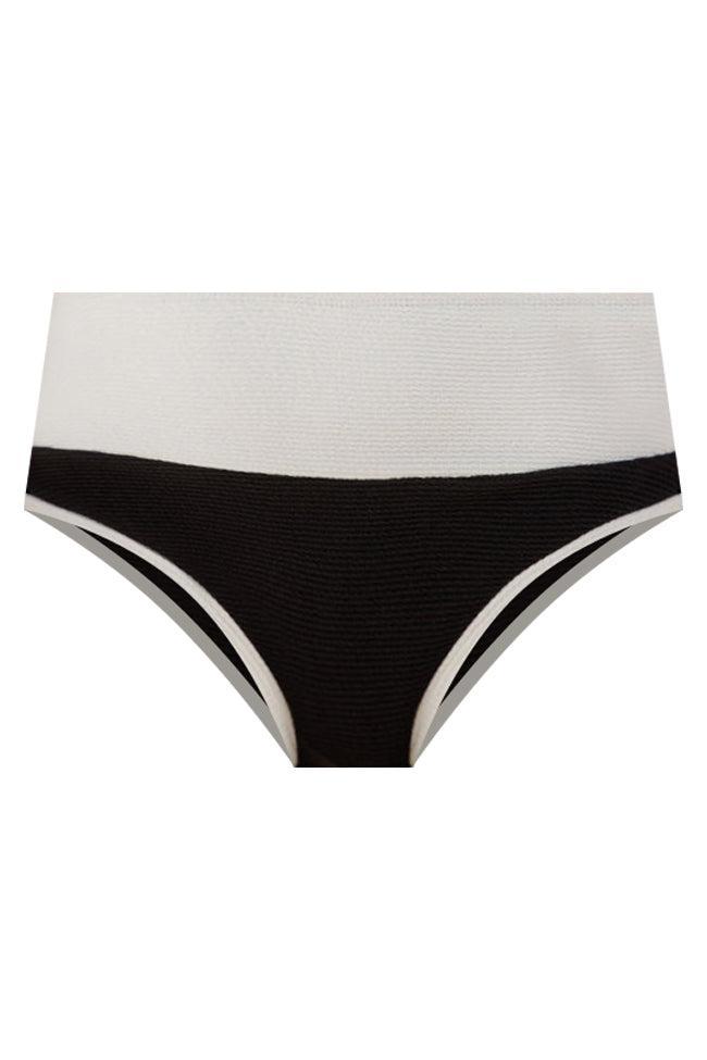 Do Not Disturb Black and White Color Block Bikini Bottoms SALE Product Image