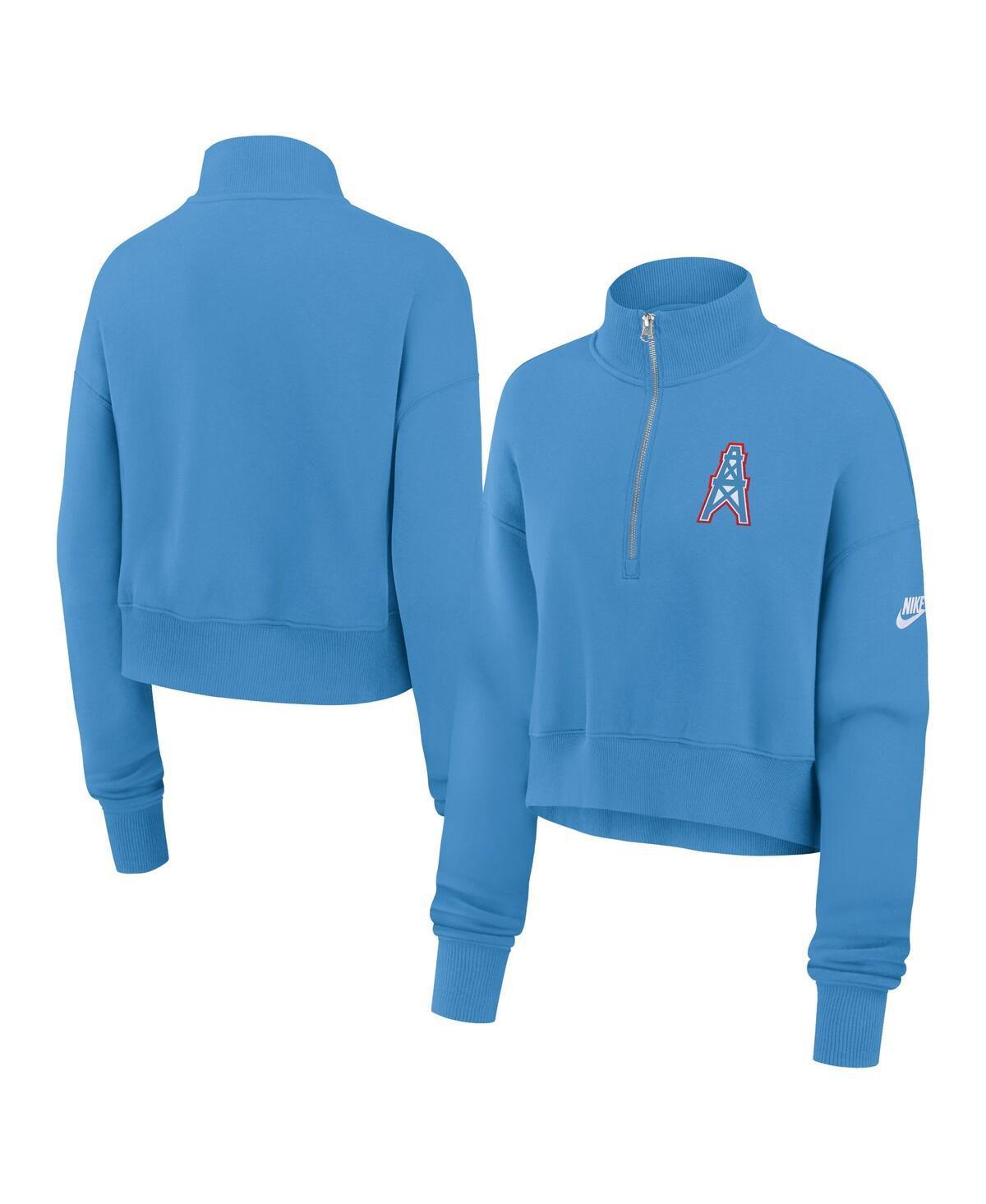 Women's Nike Light Blue Tennessee Titans Oilers Throwback Rewind Phoenix Cropped Half-Zip Sweatshirt, Size: XS Product Image