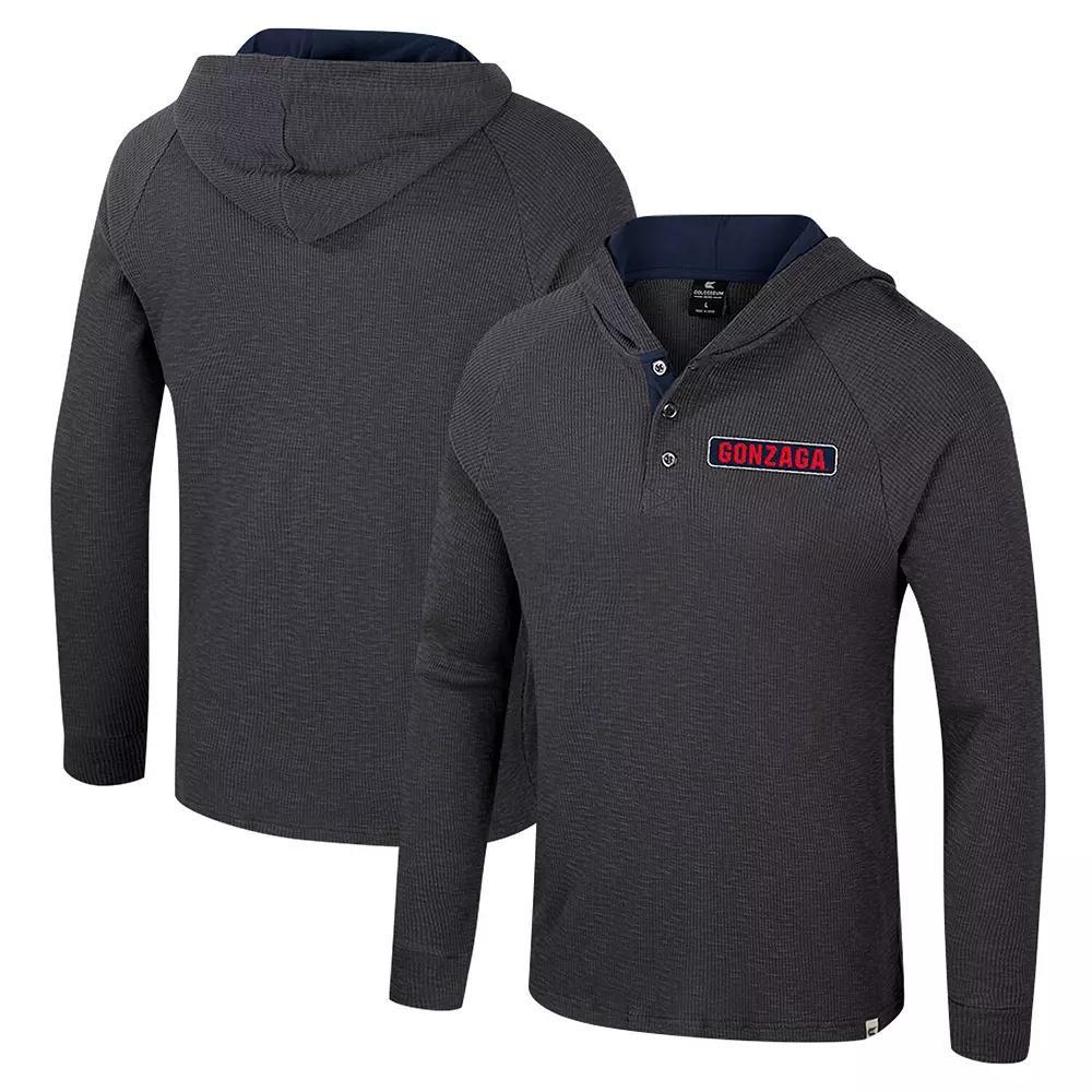 Men's Colosseum Charcoal Gonzaga Bulldogs Dujour Ralgan Long Sleeve Henley Hoodie T-Shirt,  Product Image