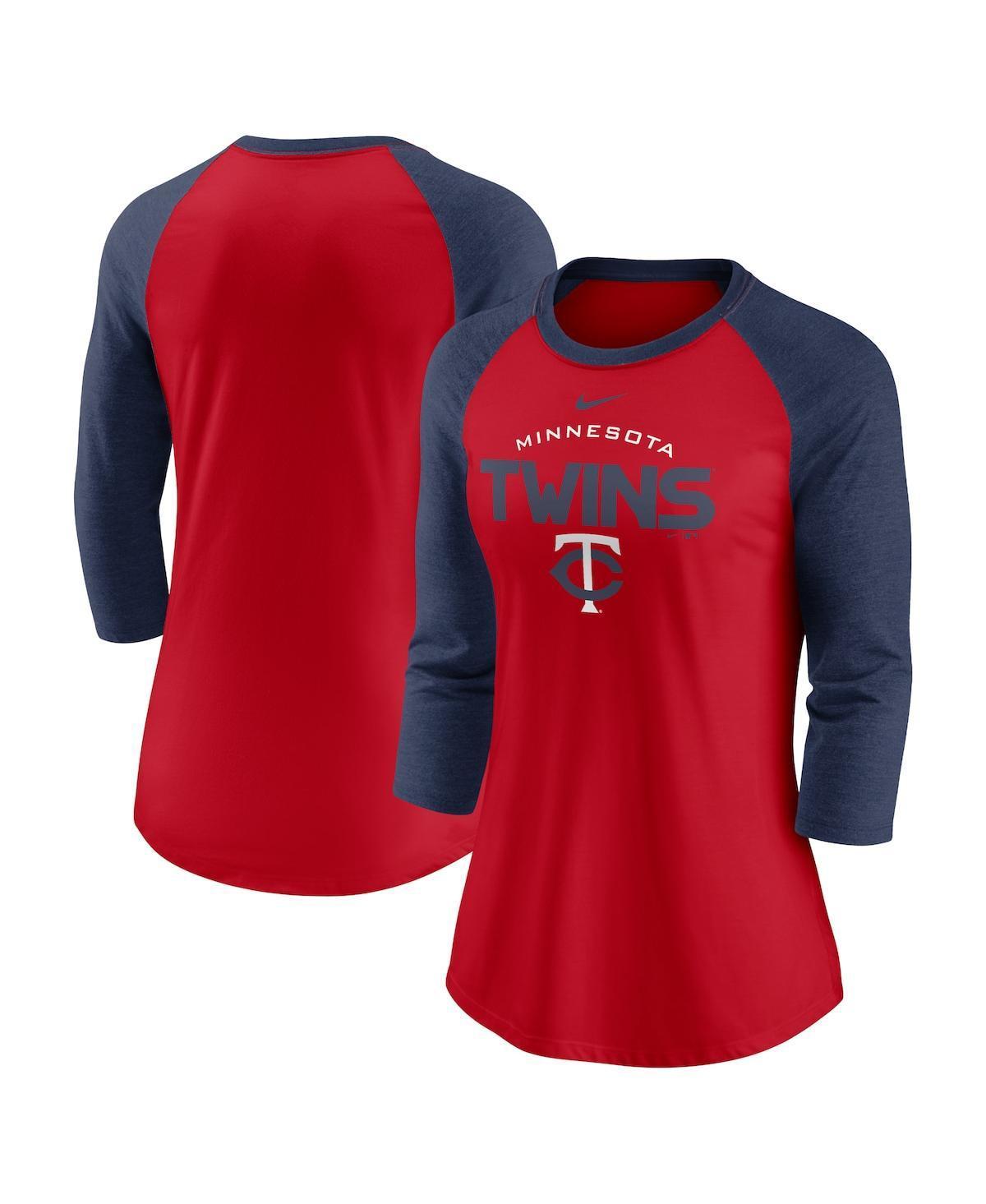 Womens Nike /Navy Washington Nationals Modern Baseball Arch Tri-Blend Raglan 3/4-Sleeve T-Shirt Product Image