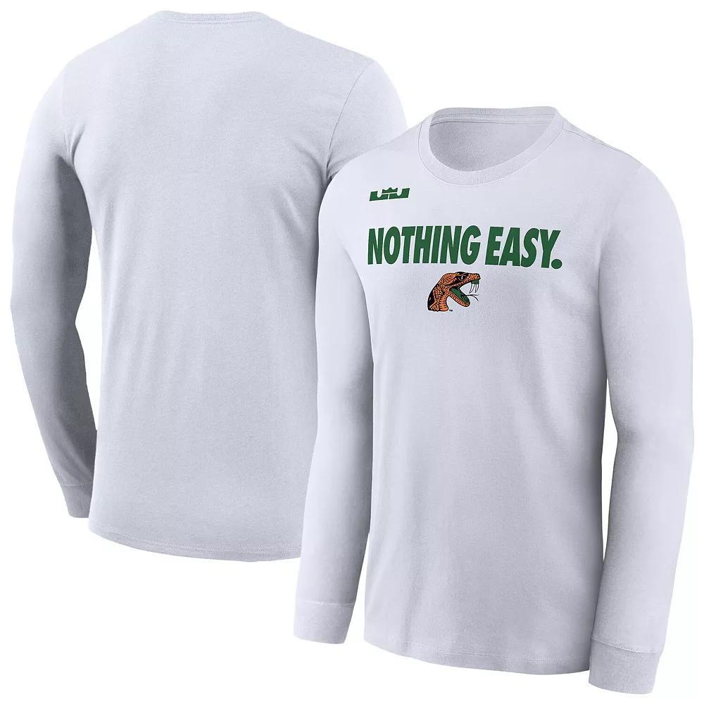 Men's Nike x LeBron James White Florida A&M Rattlers 2025 On-Court Bench Long Sleeve T-Shirt, Size: 2XL, Nc2 White Product Image