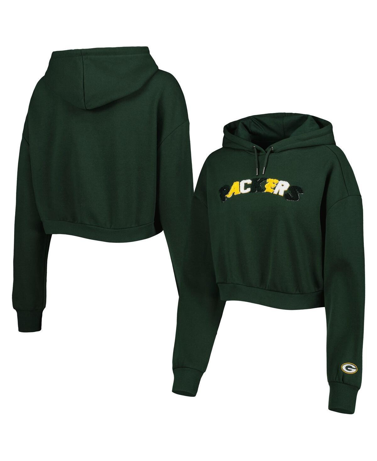 Womens The Wild Collective Bay Packers Cropped Pullover Hoodie Product Image