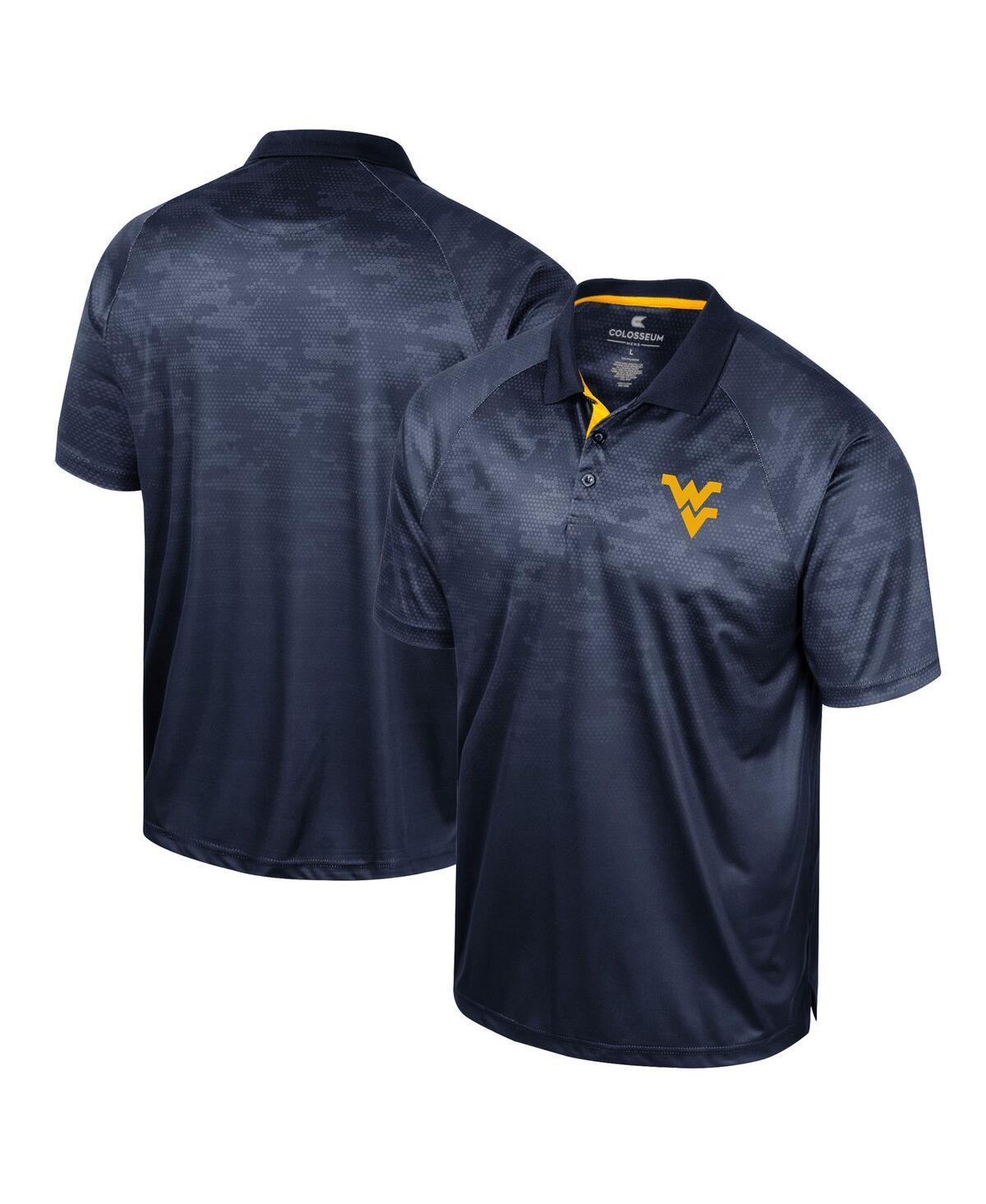 Mens Colosseum West Virginia Mountaineers Honeycomb Raglan Polo Blue Product Image