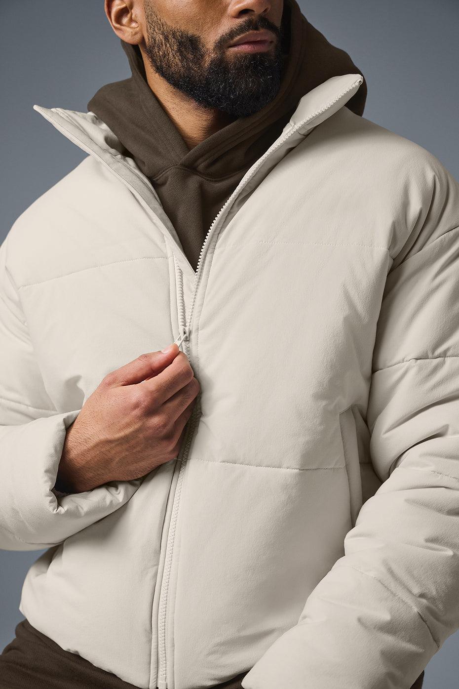 Alo Yoga | Stretch Woven Street Puffer Jacket Beige, Size: 2XL Product Image