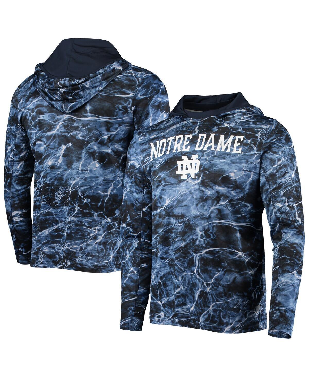 Mens Colosseum Notre Dame Fighting Irish Mossy Oak SPF 50 Performance Long Sleeve Hoodie T-Shirt Blue Product Image