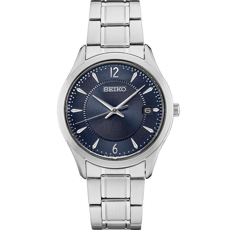 Seiko Mens Essential Blue Dial Stainless Steel Watch - SUR419 Silver Product Image