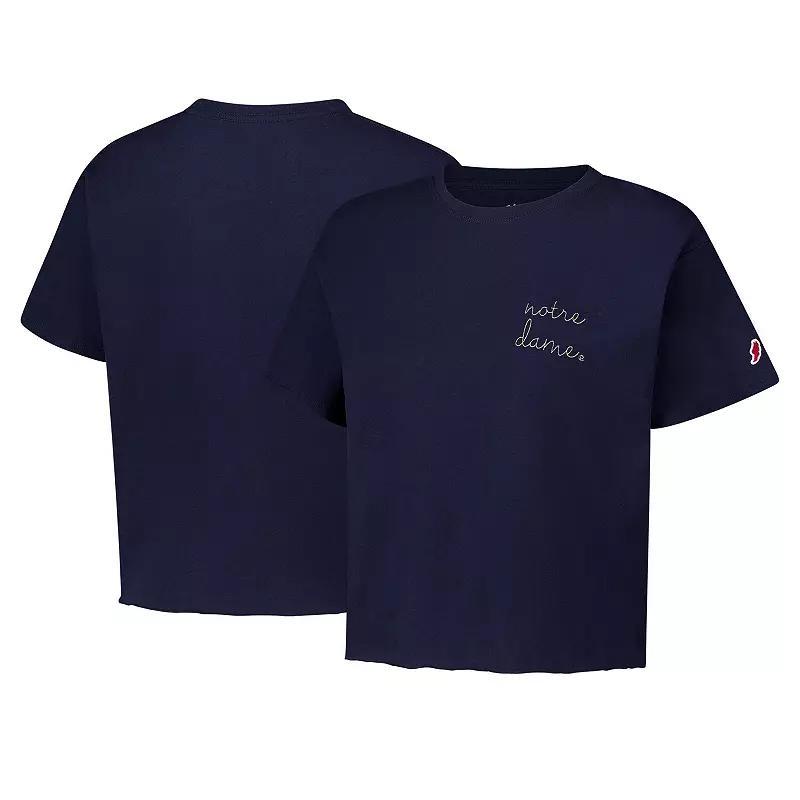 Women's League Collegiate Wear Navy Notre Dame Fighting Irish Clothesline Cotton Midi T-Shirt, Size: Large, Blue Product Image