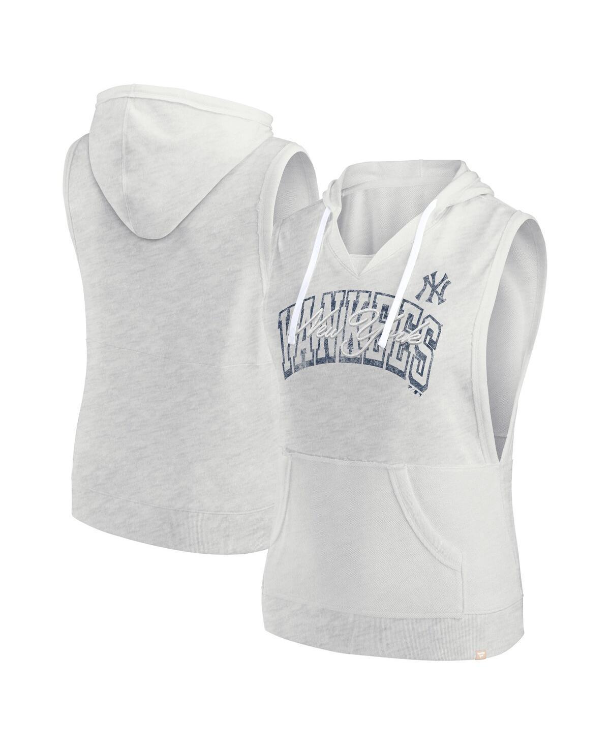 Womens Fanatics Branded Ash New York Yankees Lounge Script Sleeveless Pullover Hoodie Product Image