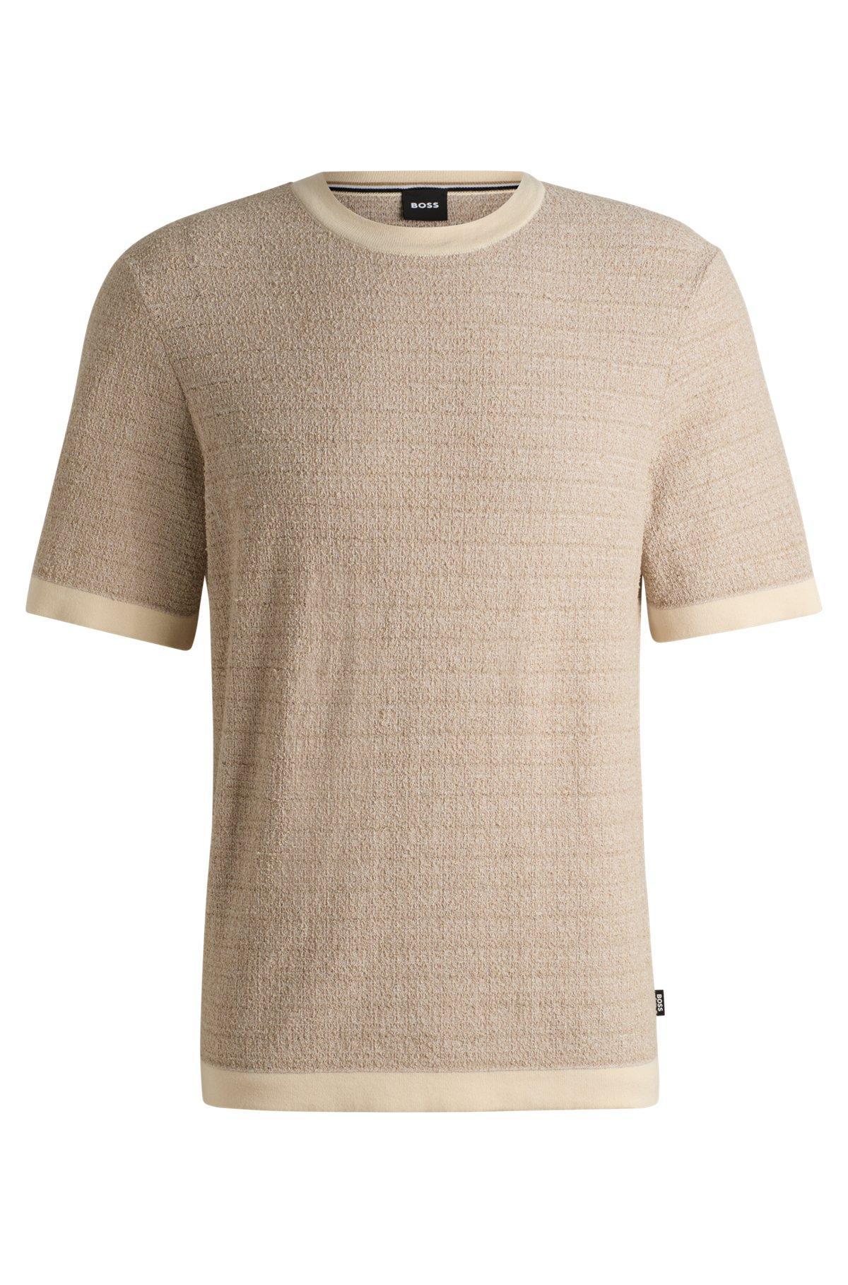 BOSS - Relaxed-fit jacquard-knit T-shirt - White Product Image