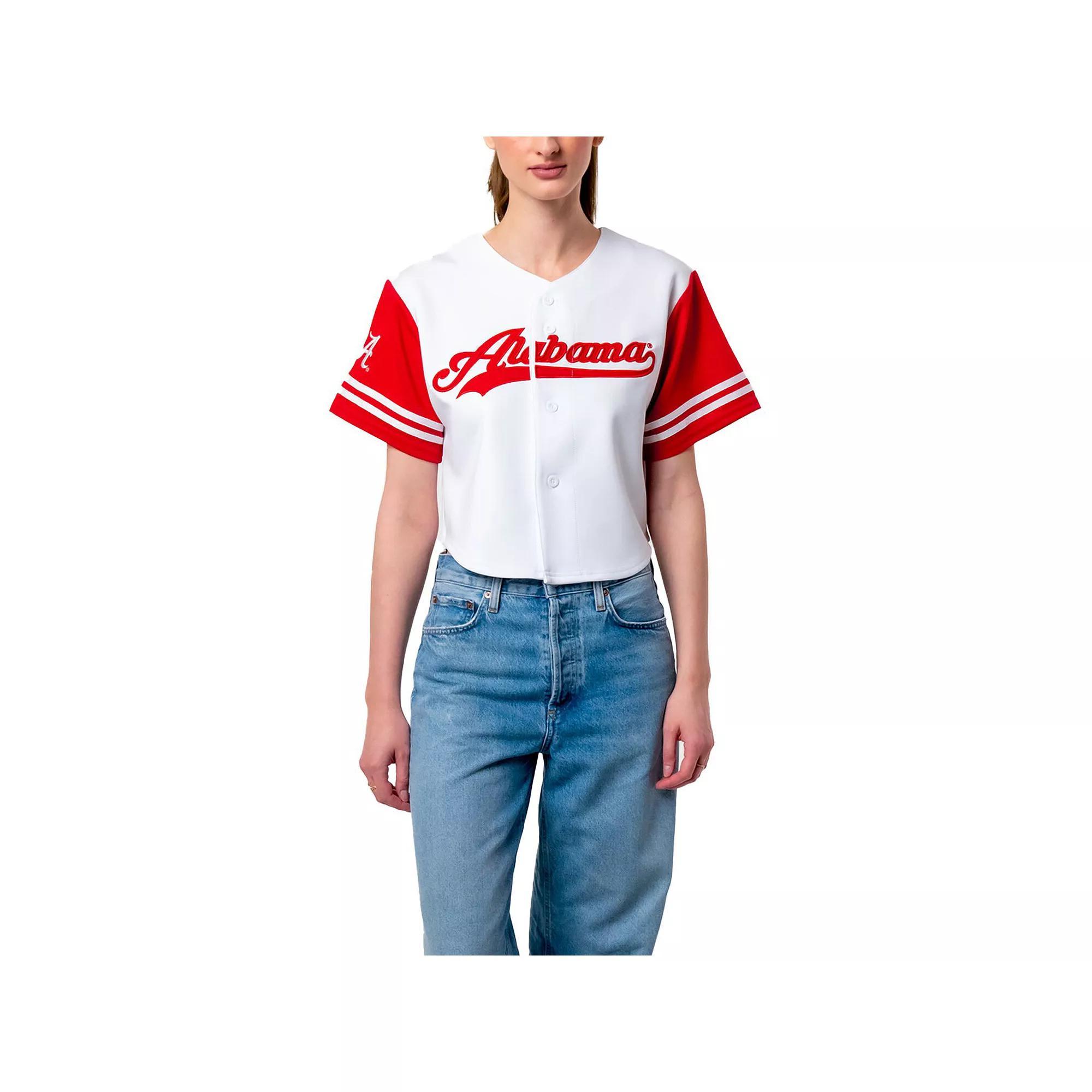 Women's Established & Co. White Alabama Crimson Tide Baseball Jersey Cropped T-Shirt, Size: Medium Product Image