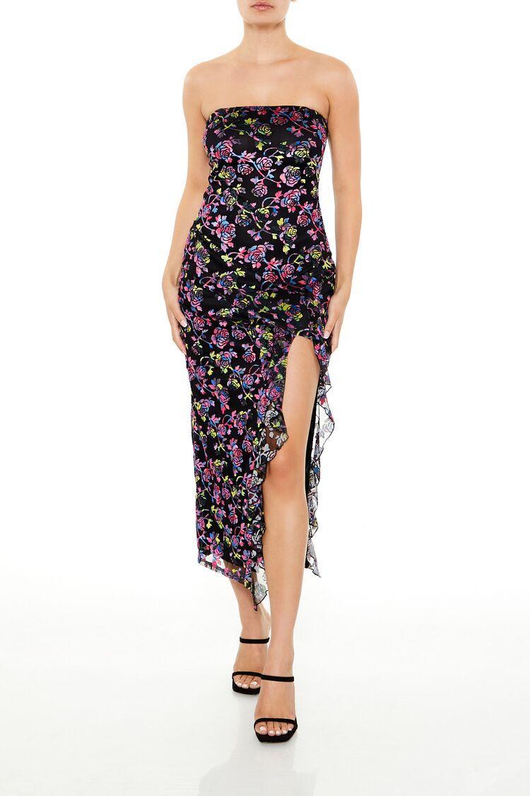 Rose Print Tube Midi Dress | Forever 21 Product Image