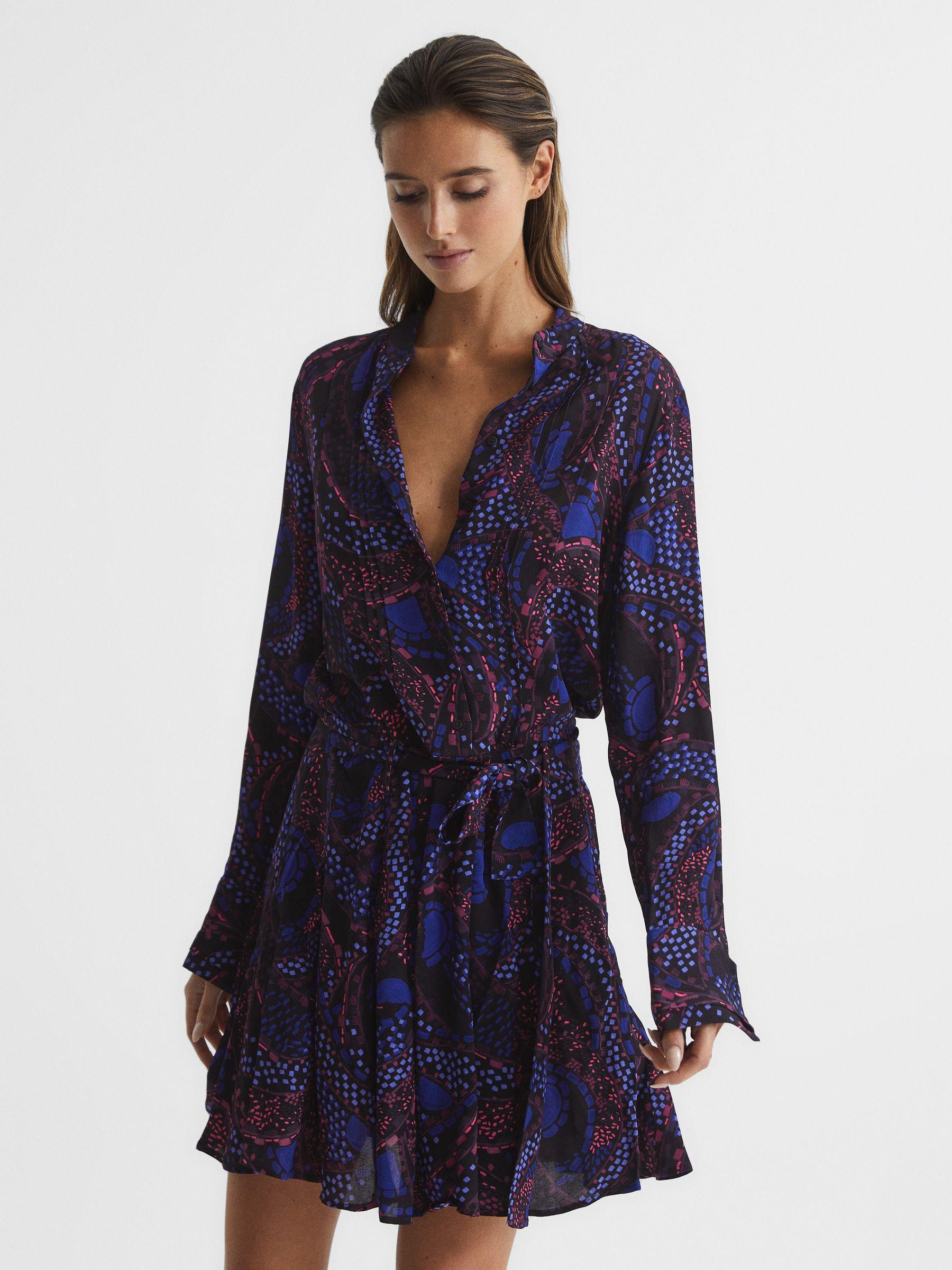 Printed Mini Dress in Purple Product Image