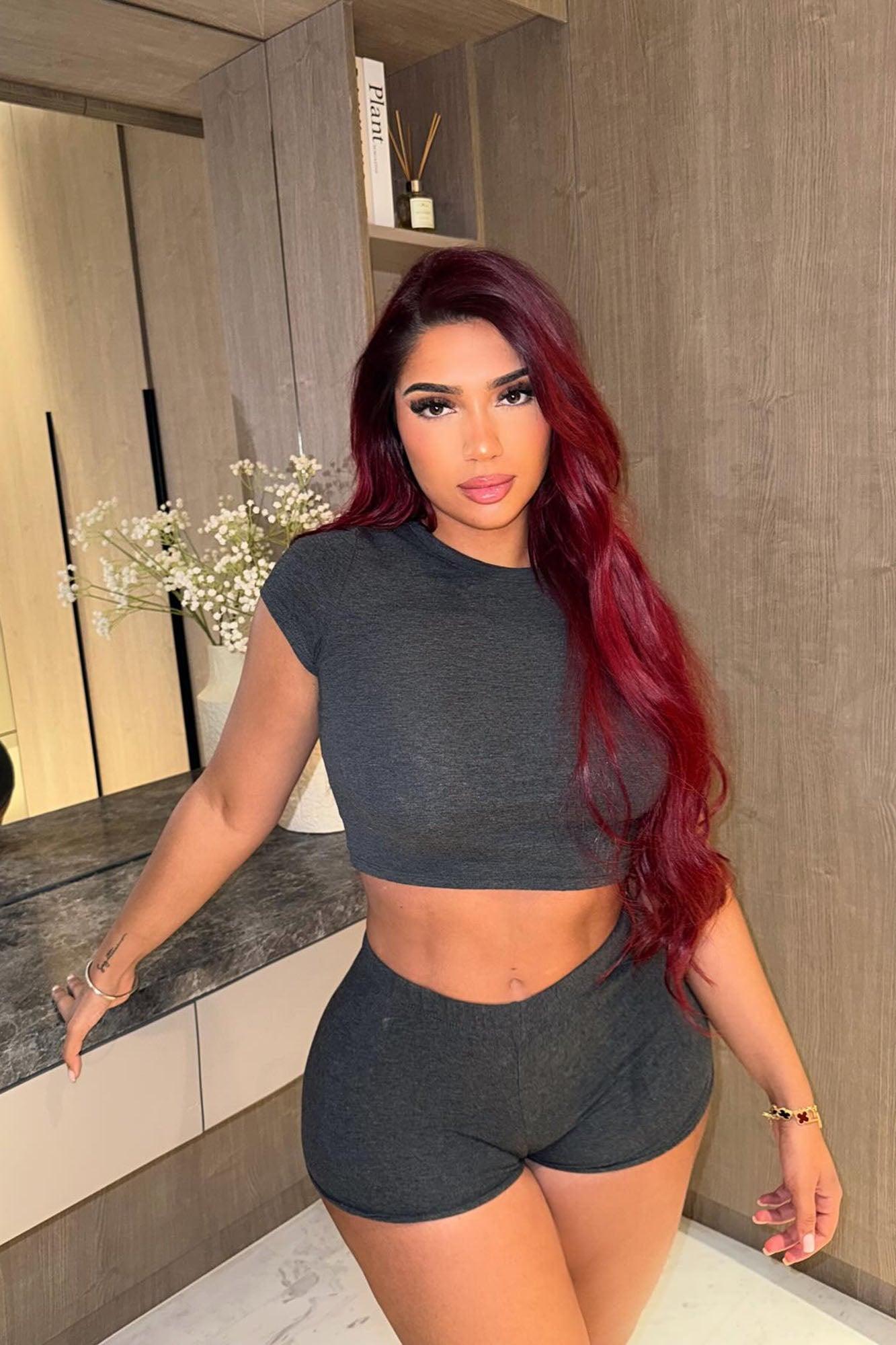 Plain Jane Mini Shorts - Charcoal Product Image